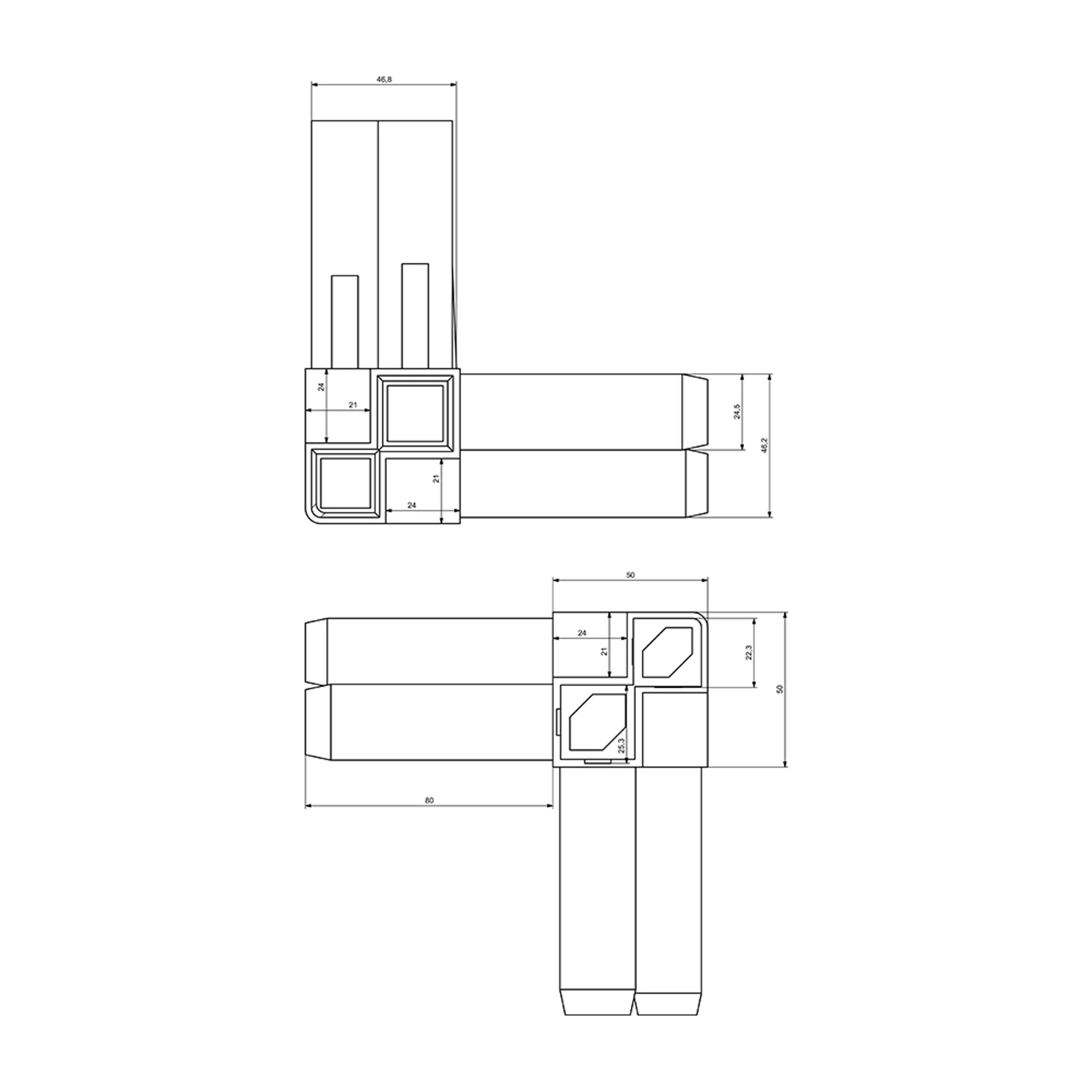 A0008 - 50 mm Alüminyum Hijyenik Köşe