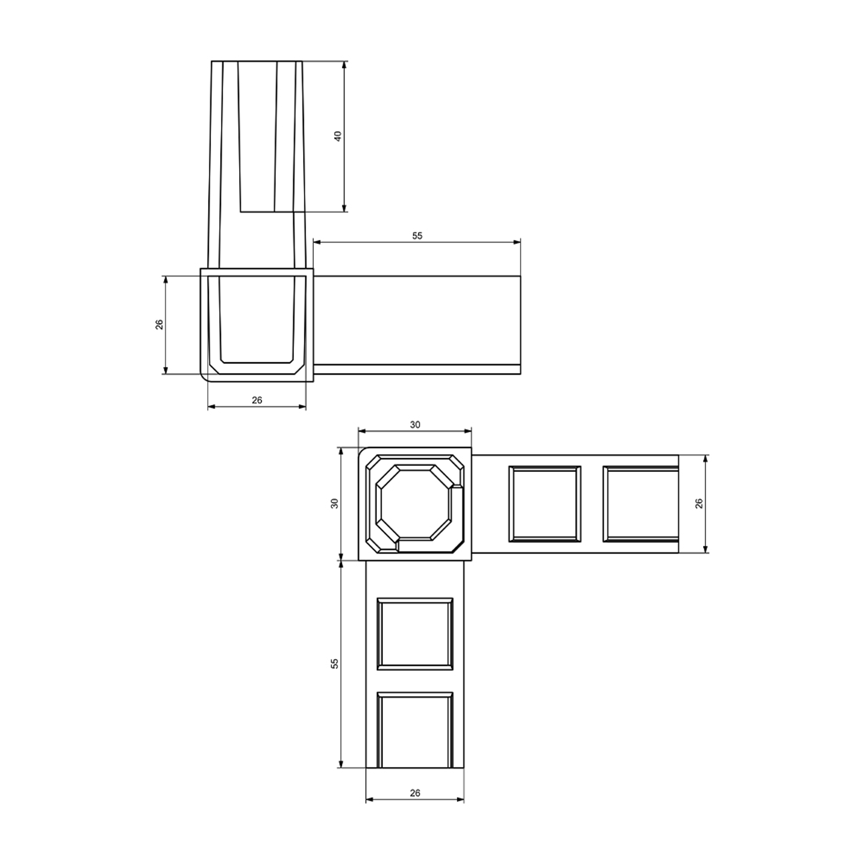 A0009 - 30-30 mm 30-30 mm Aluminum Corner