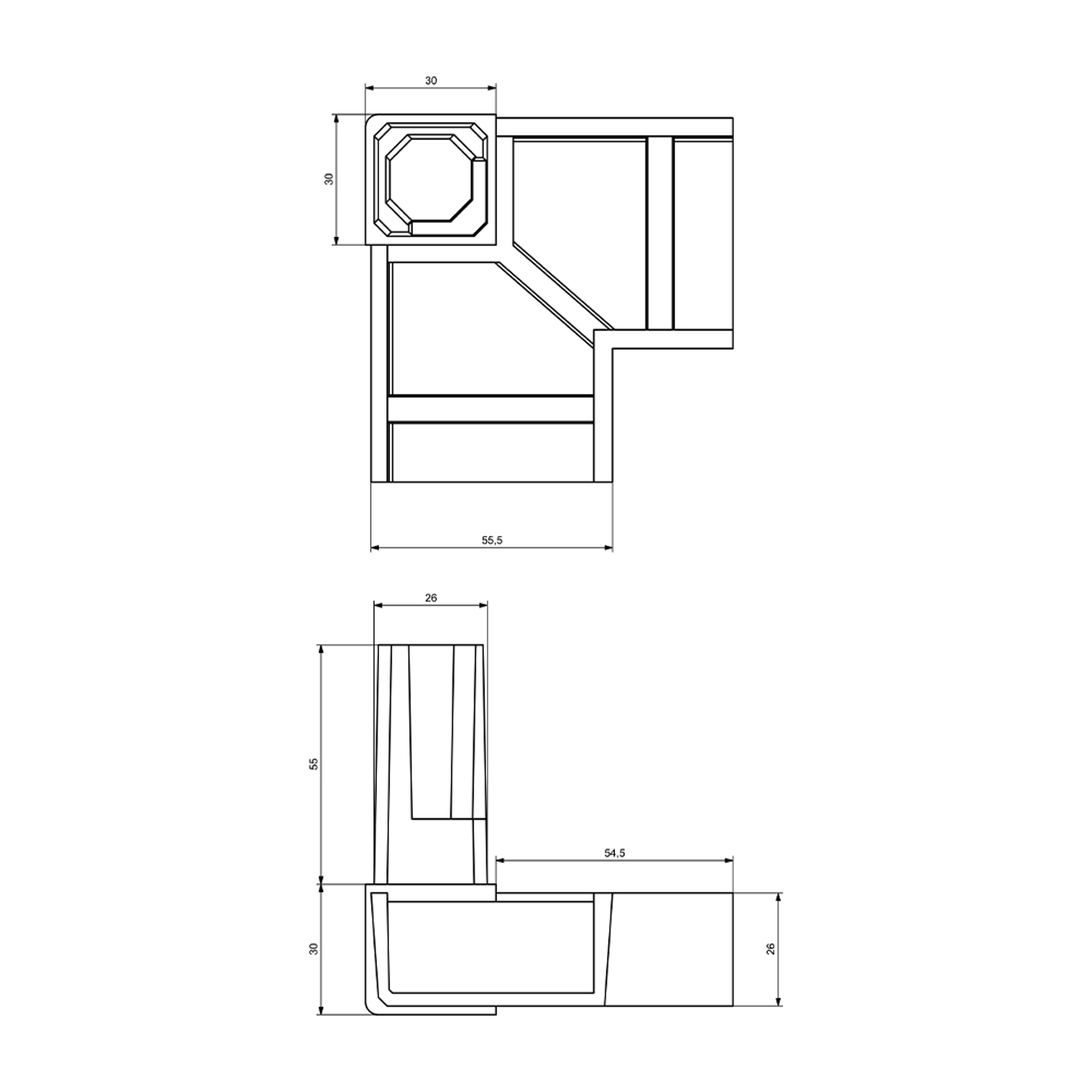 A0010 - 30-60 mm Alüminyum Köşe