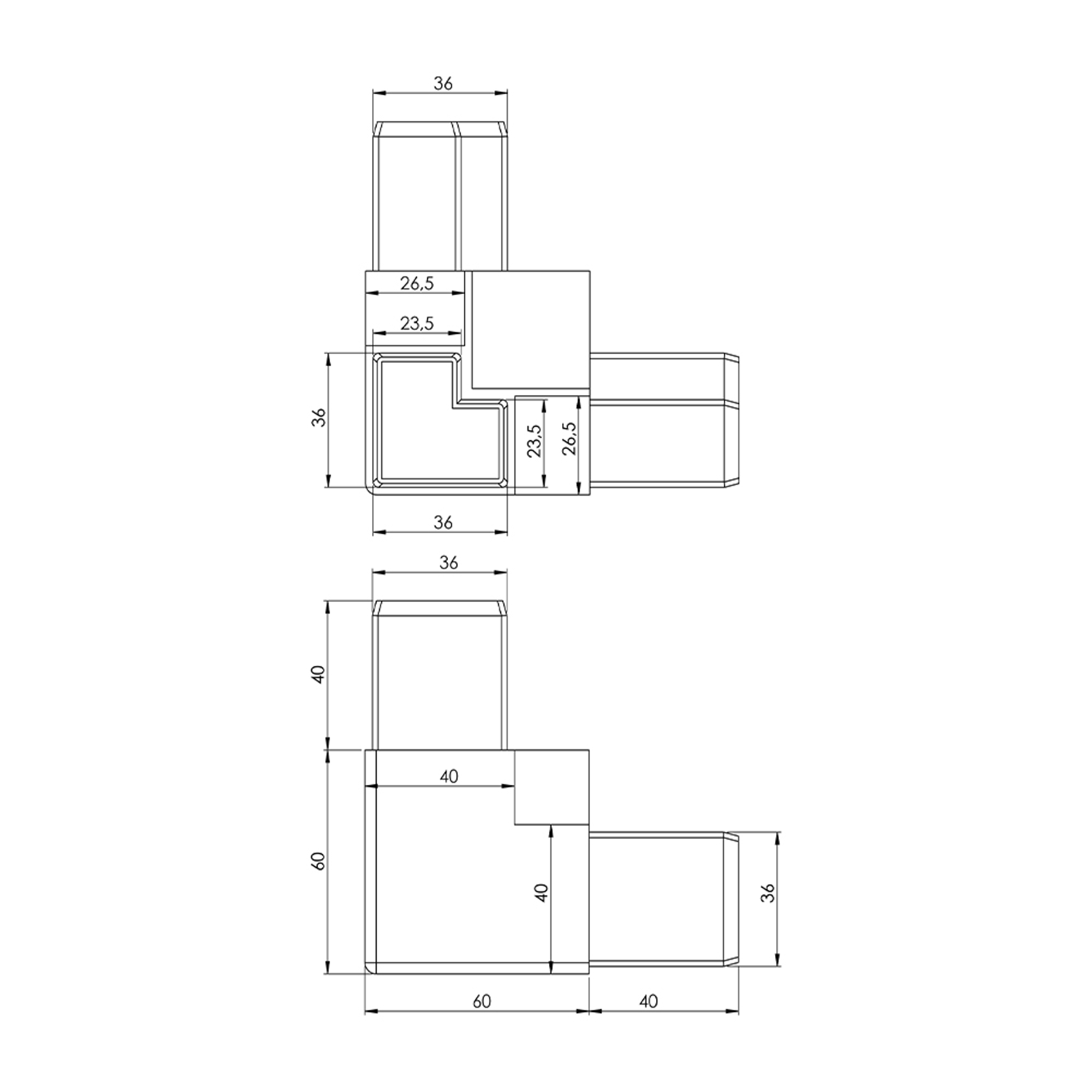 A0017 - A02.A01 - 40-25 mm Alüminyum Köşe