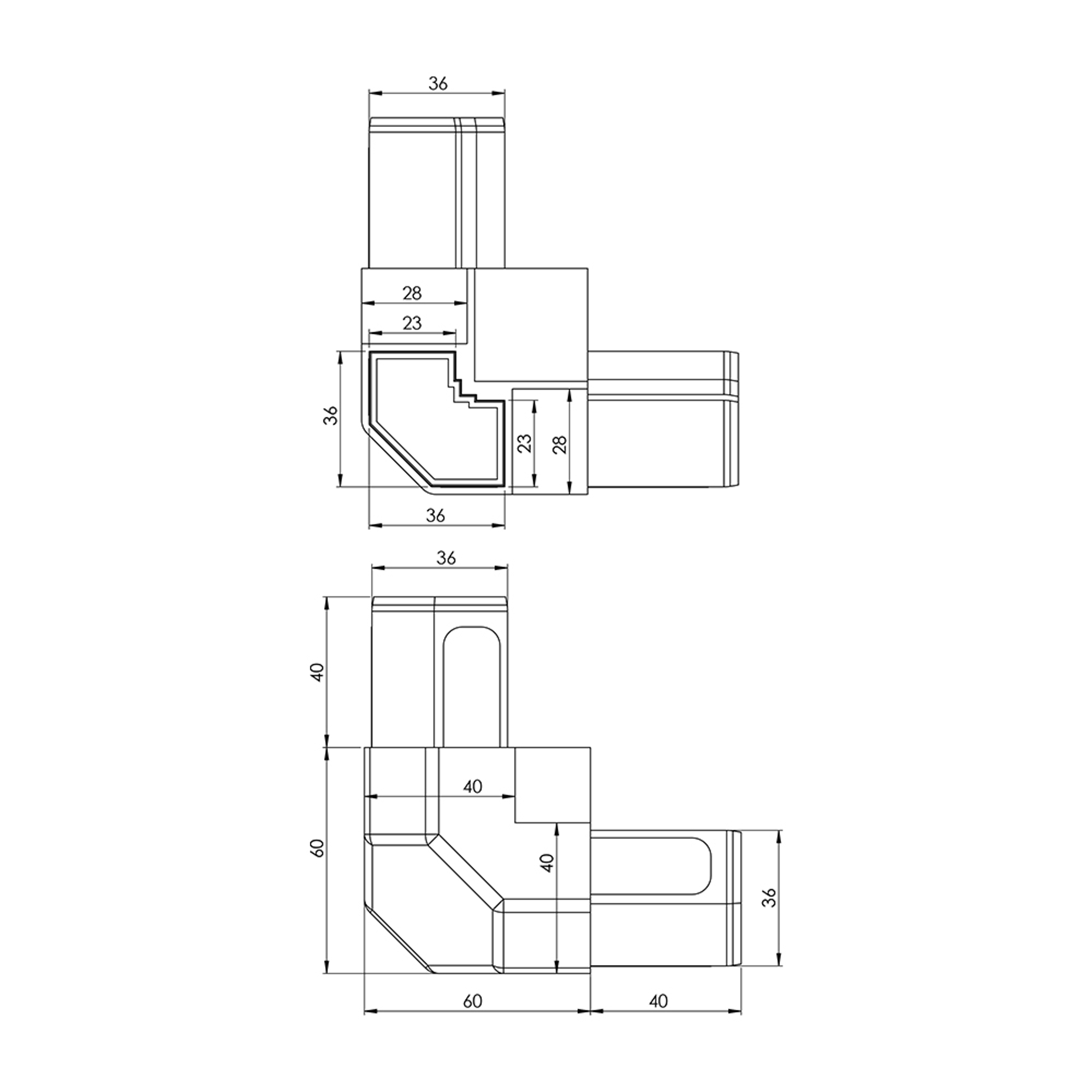 A0013 - A02.A03 - 40-25 mm Radius Açılı Alüminyum Köşe