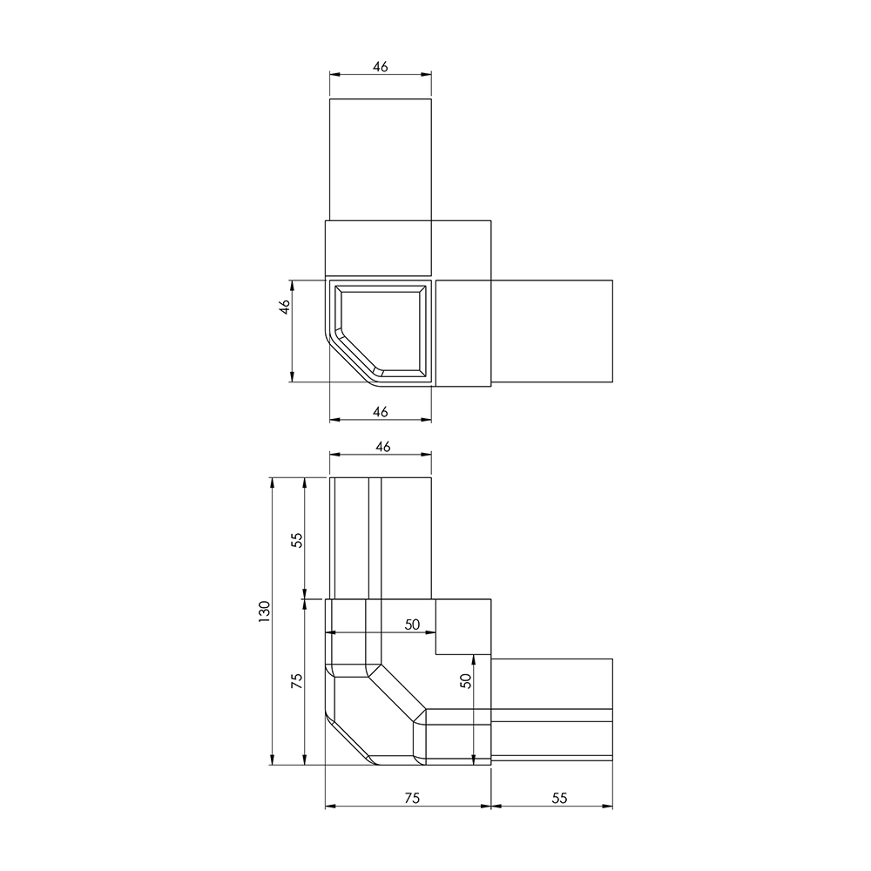 A0016 - A02.A06 - 50-50 mm Radius Açılı Alüminyum Köşe