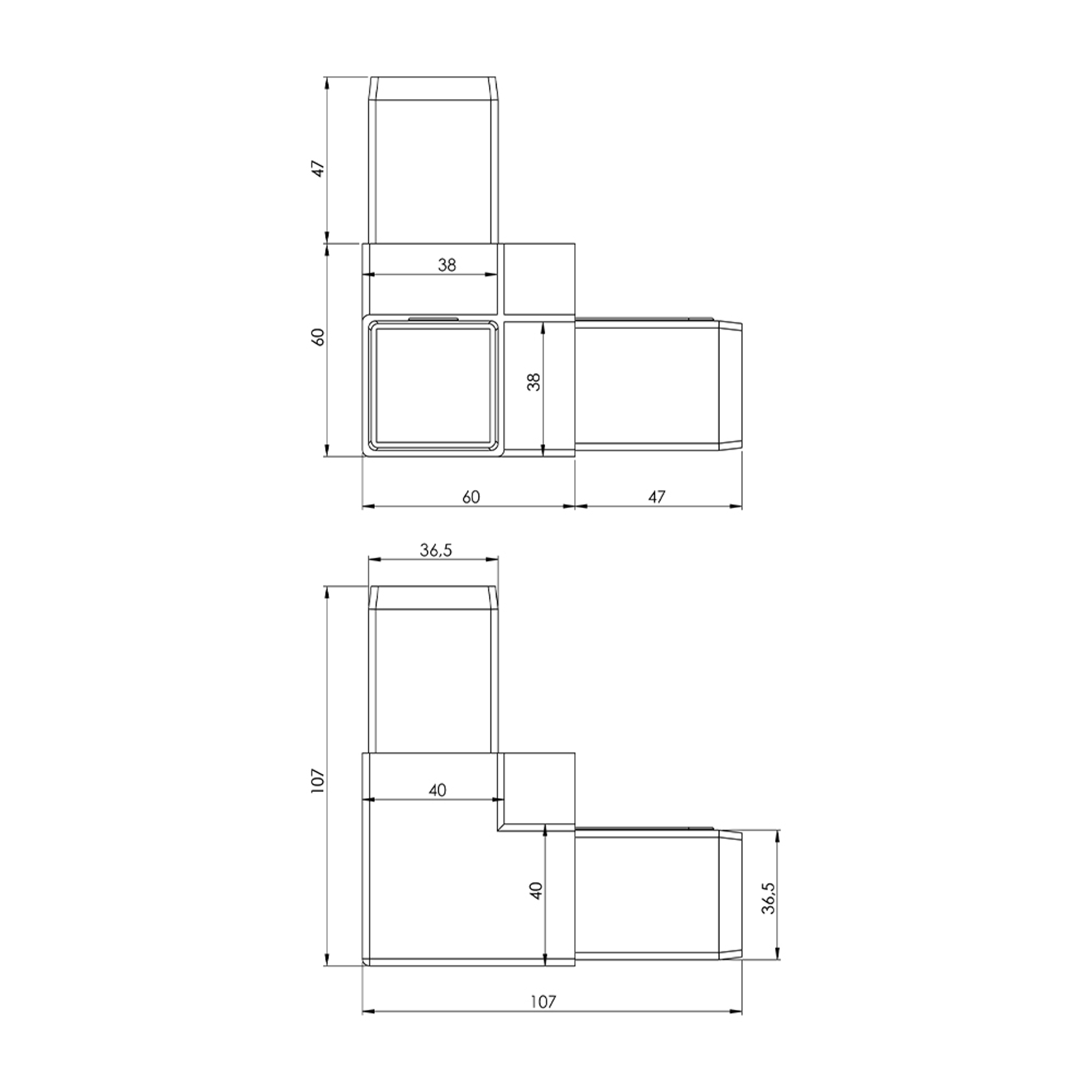 P0017 - A02.C01 - 40-40 mm Plastic Corner