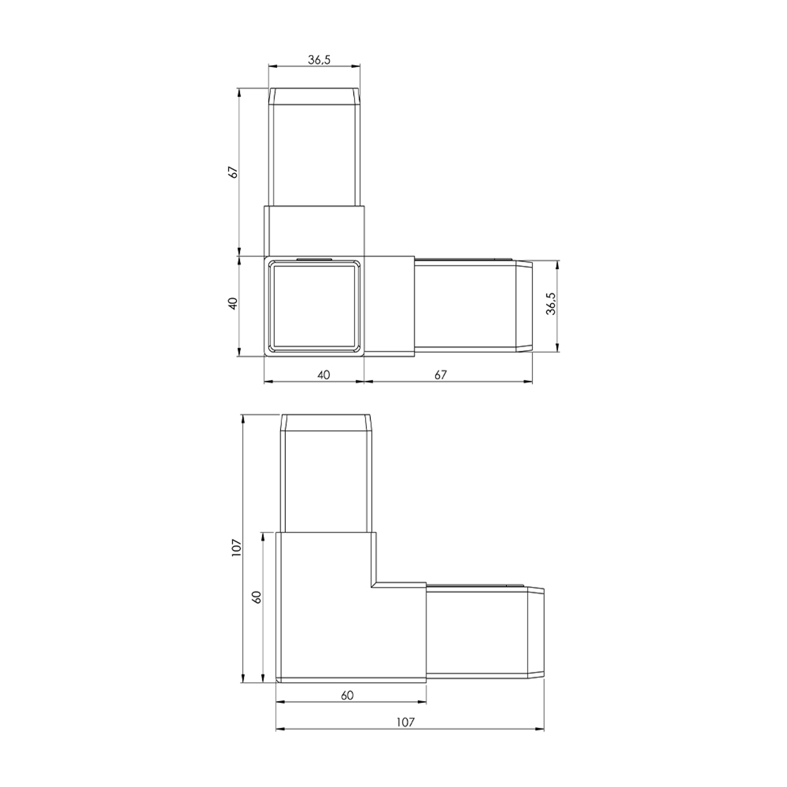 P0018 - A02.C02 - 40-40 mm Plastic Corner