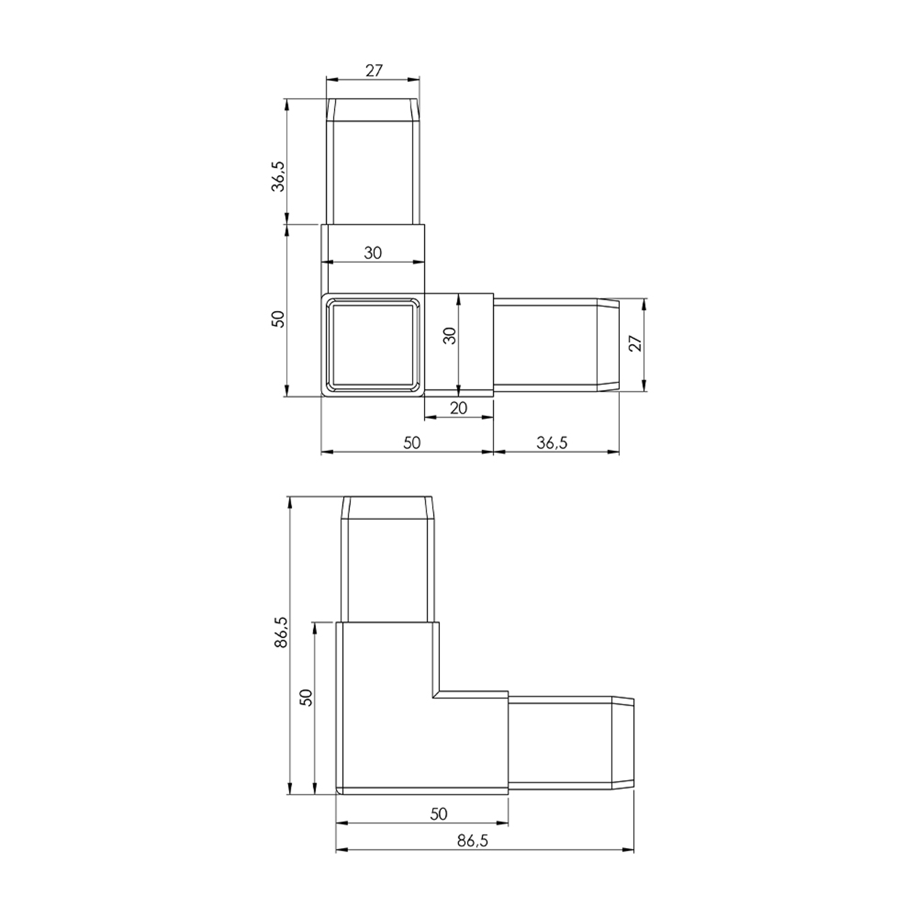 P0019 - A02.C03 - 30-30 mm Box Profile Corner