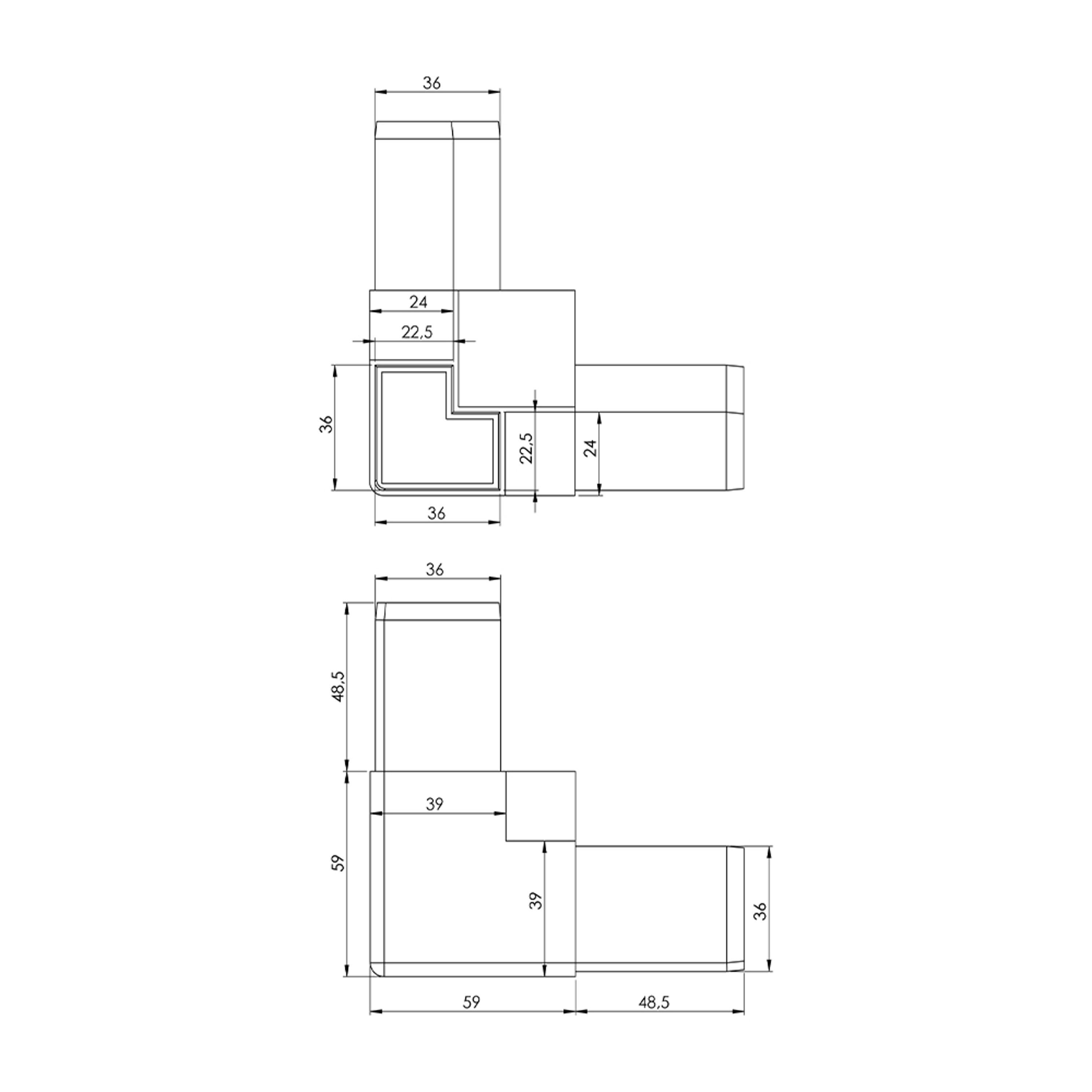 P0020 - A02.C04 - 40-22 mm Plastic Corner