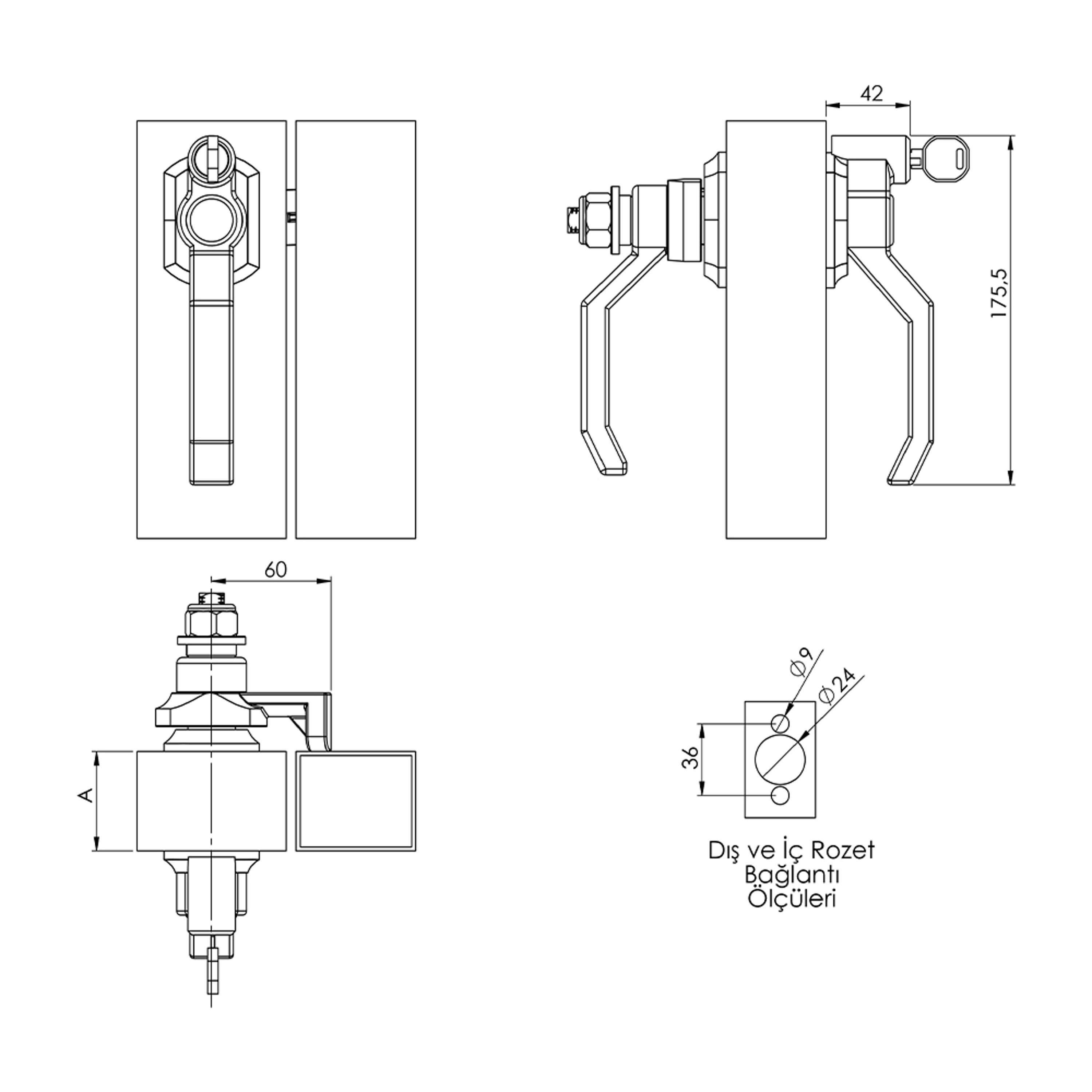 K0013 - B01.A04.08 - 60 mm Double Side Plastic Door Handle