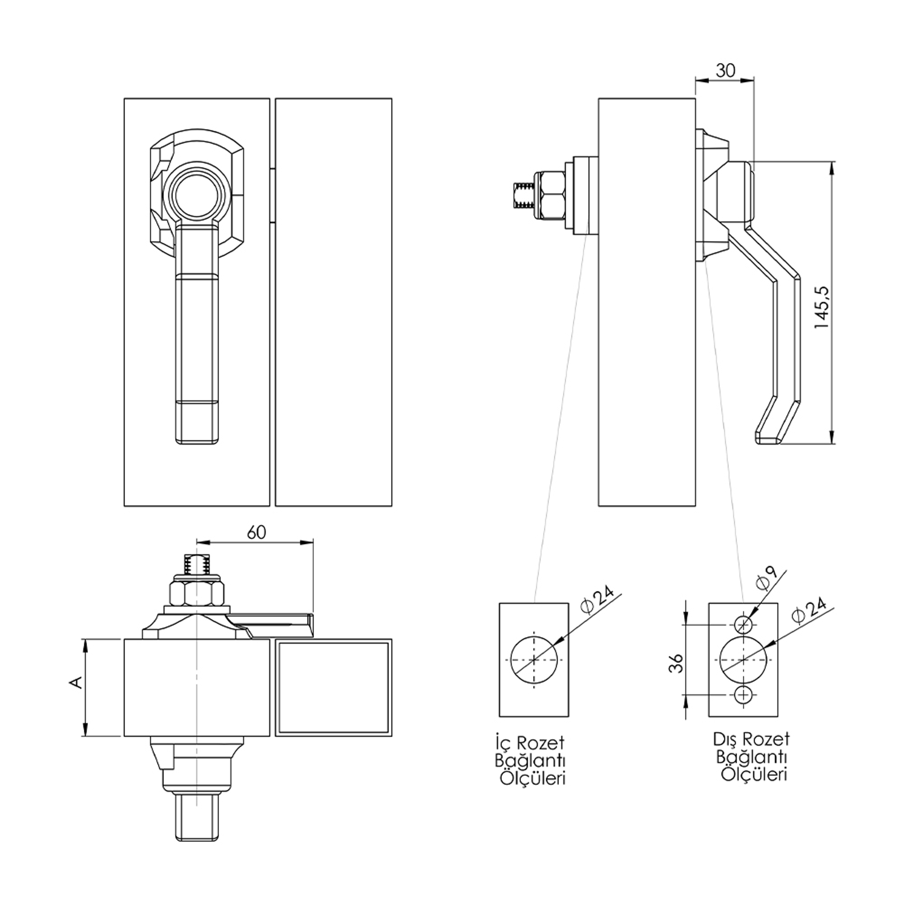 K0016 - B01.B01 - Flat End Plastic 25 mm Door Handle