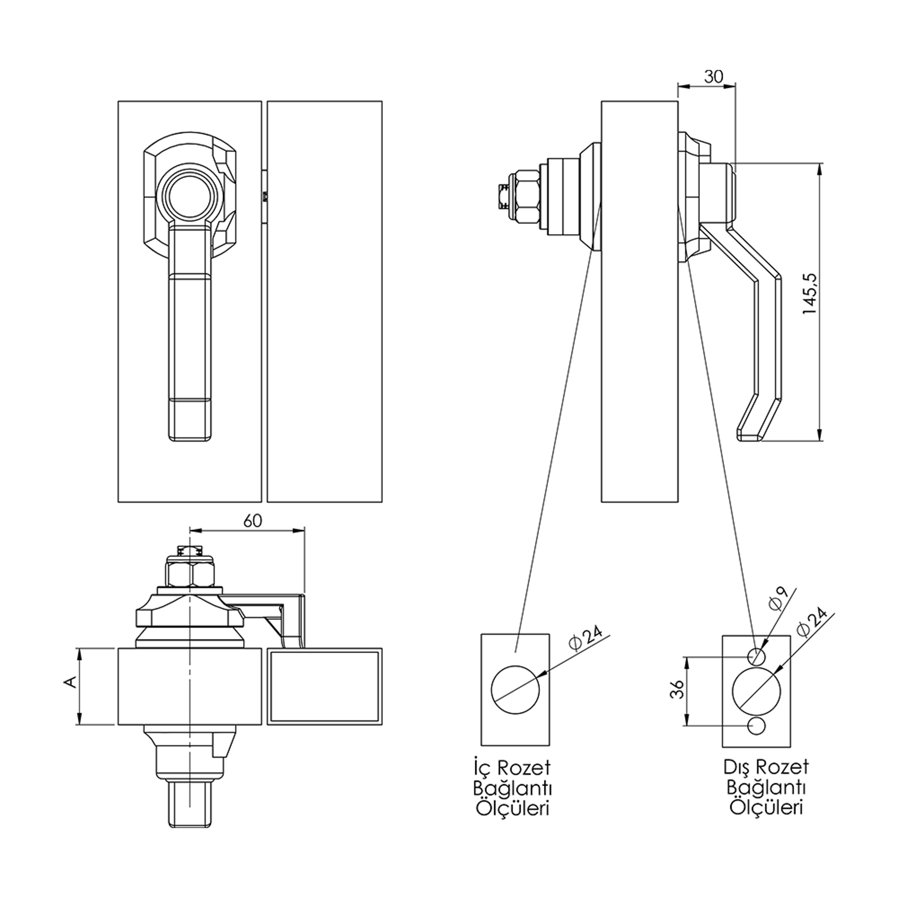 K0018 B01.B02.03-B04.03 - Plastic Door Handle 40-50-60 mm