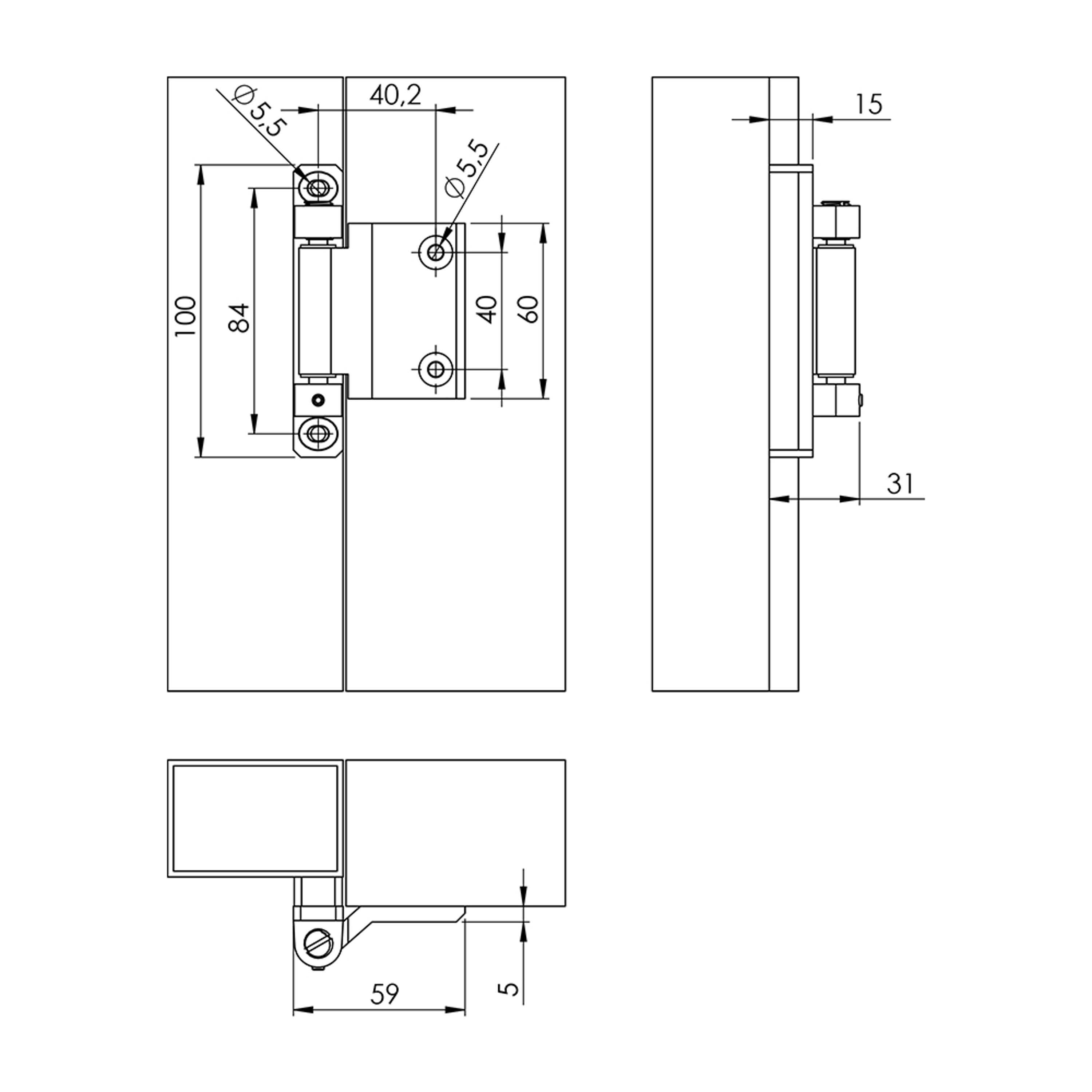 MA0007 - B02.A02 - Y-Axis Adjustable Zamak Hinge with Base (Right & Left)