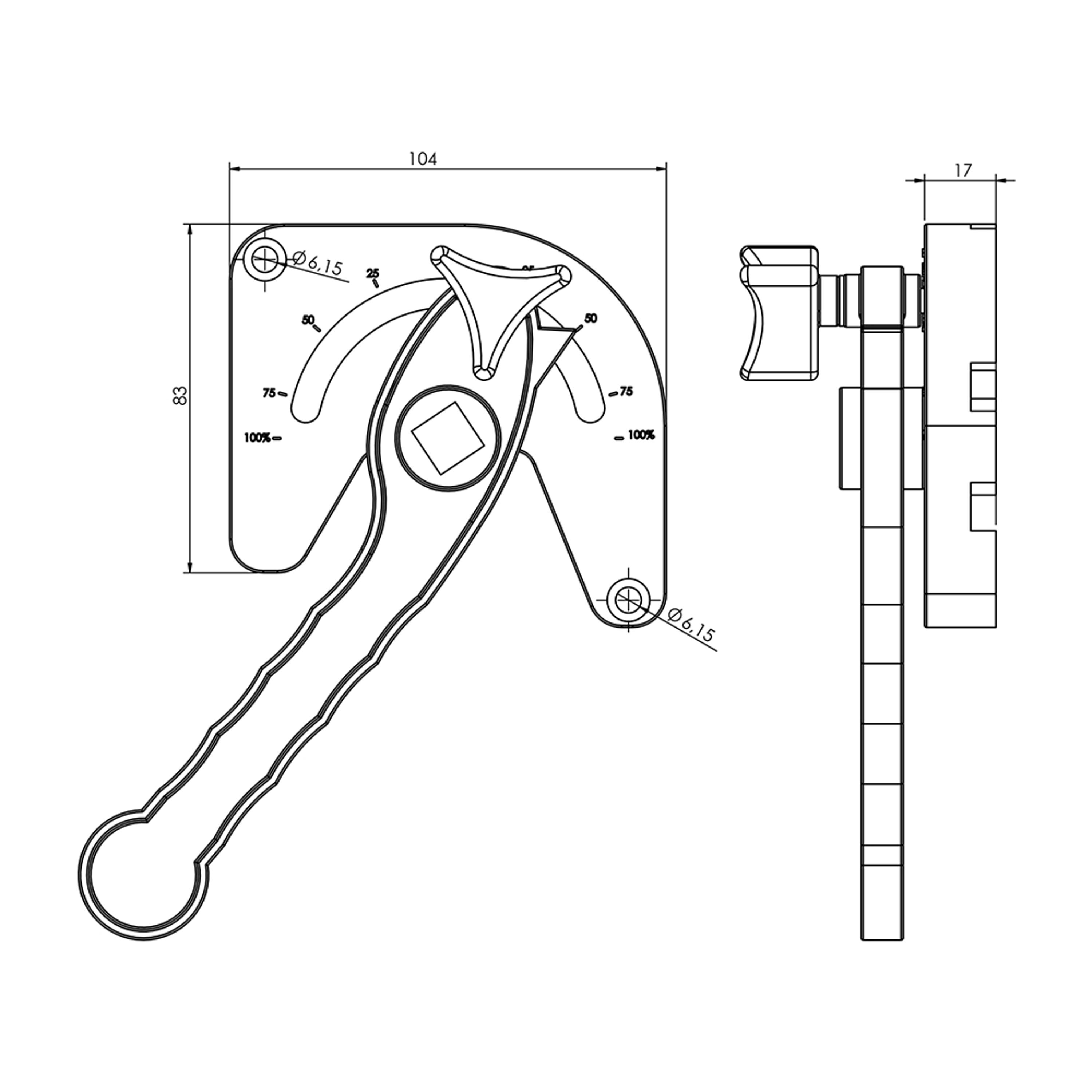 D0004 - D03.A02 - Aluminum Quadrant Damper Lever