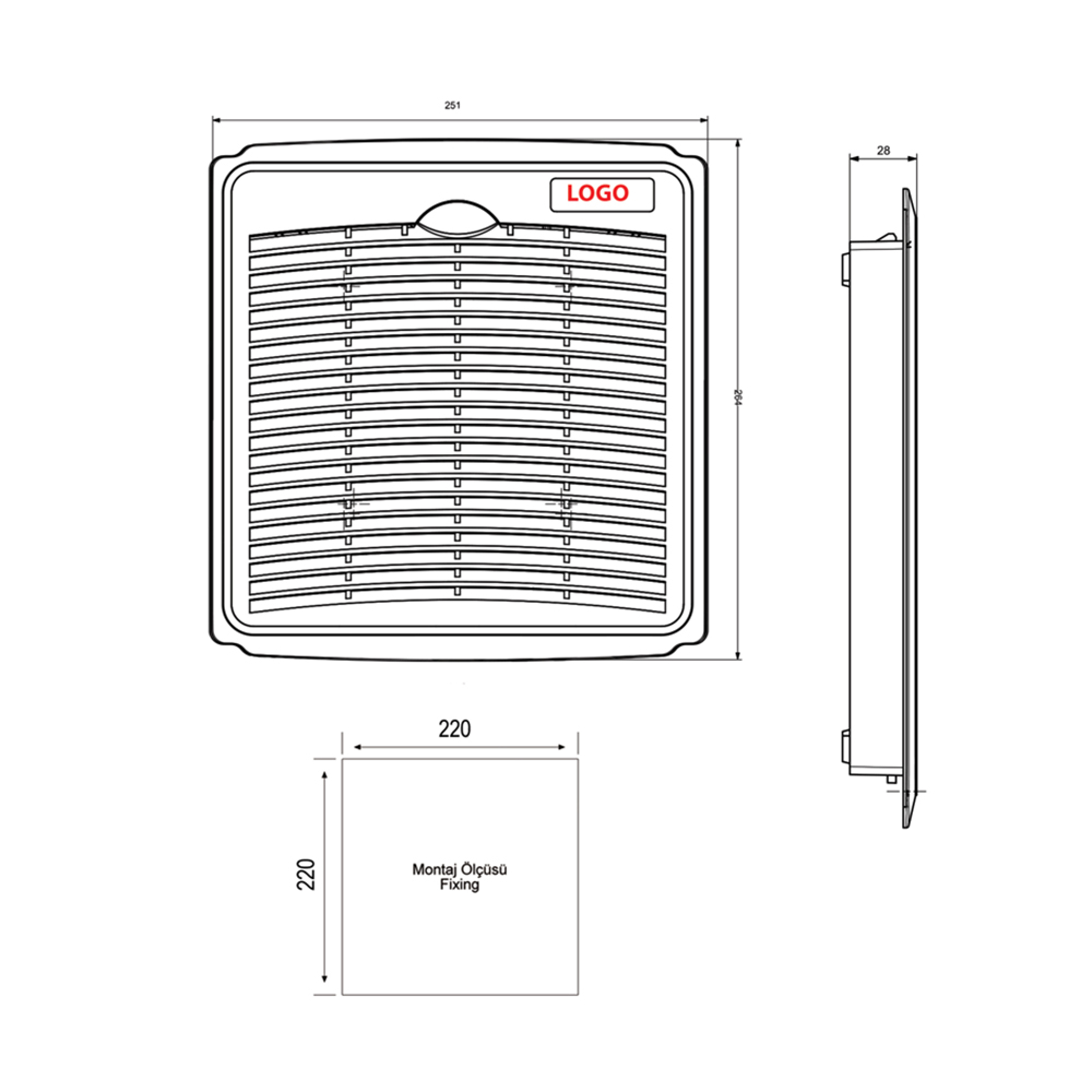 H0001 - 250x250 mm Ventilation Louver