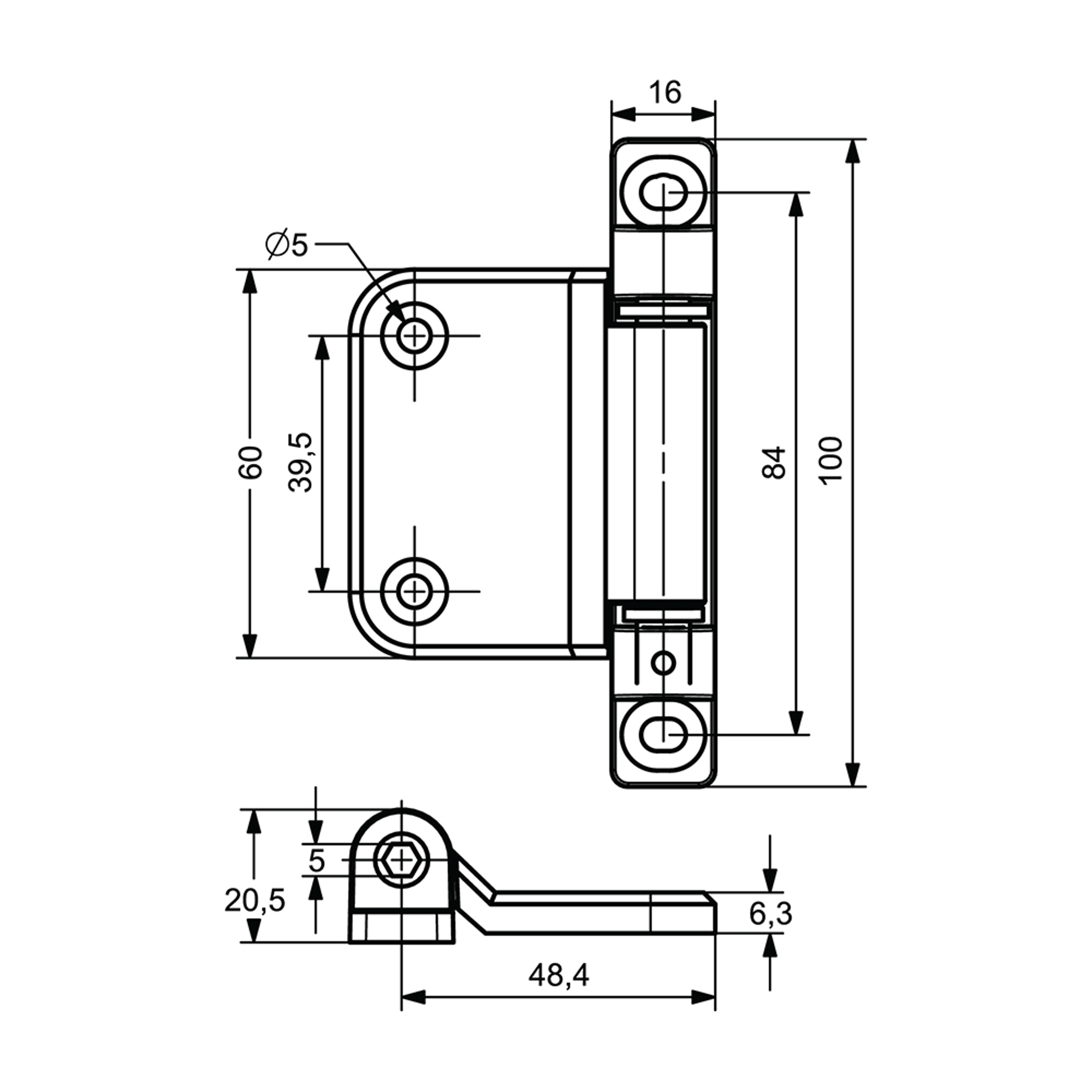 MA0006 - B02.A01 - Y-Axis Adjustable Zamak Hinge (Right & Left)