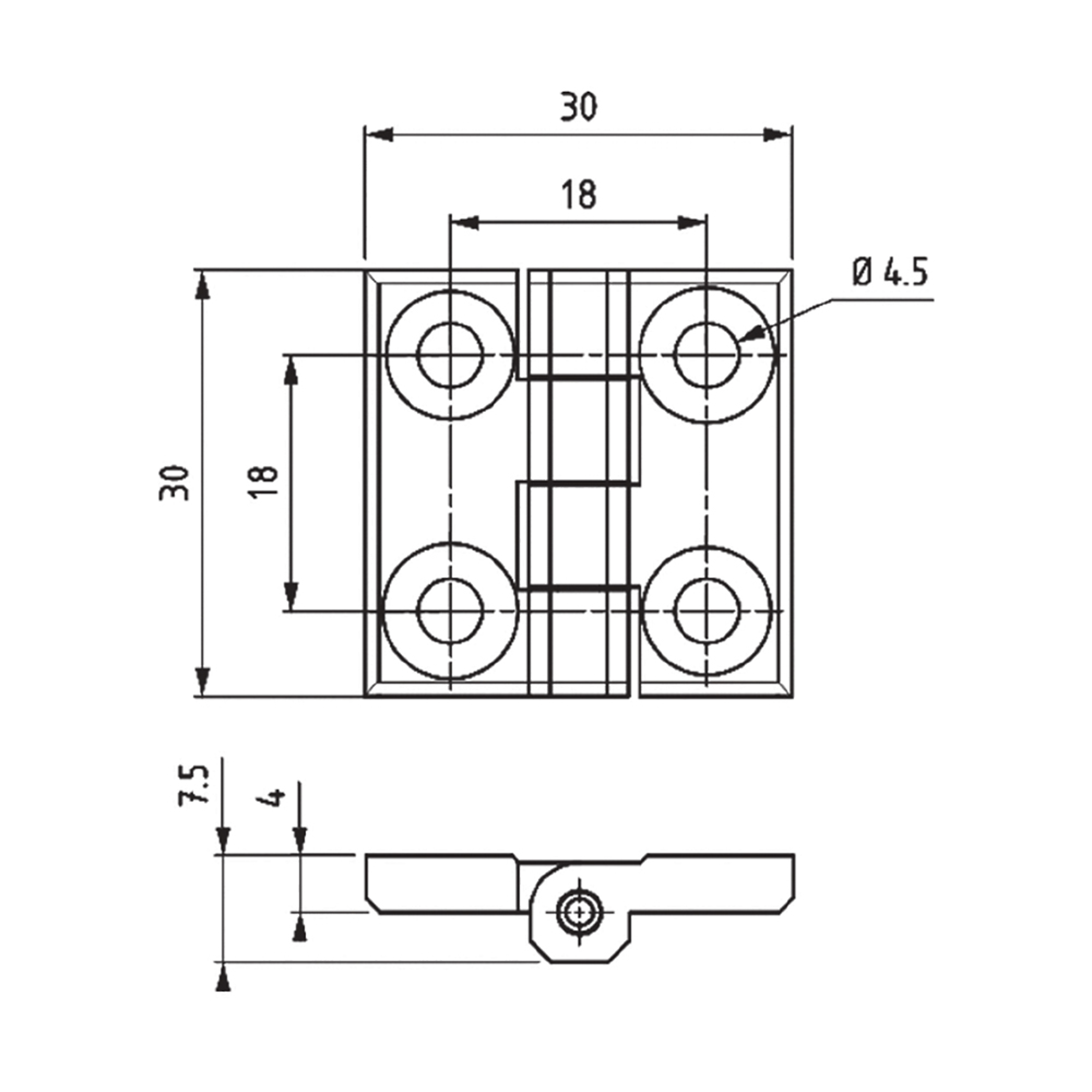 MZ0002 - 30-30 mm Zamak Hinge