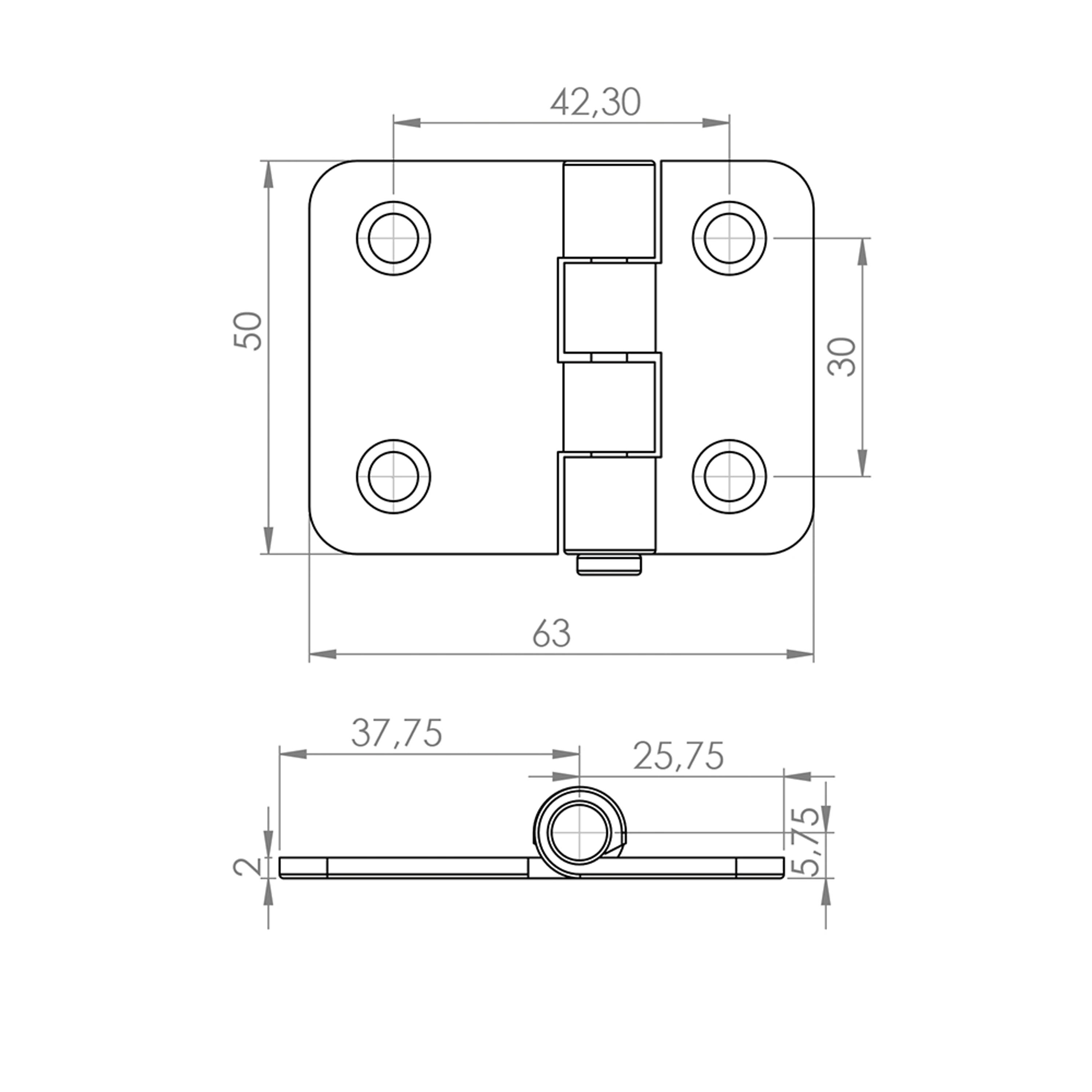 MZ0004 - 40-40 mm Zamak Menteşe