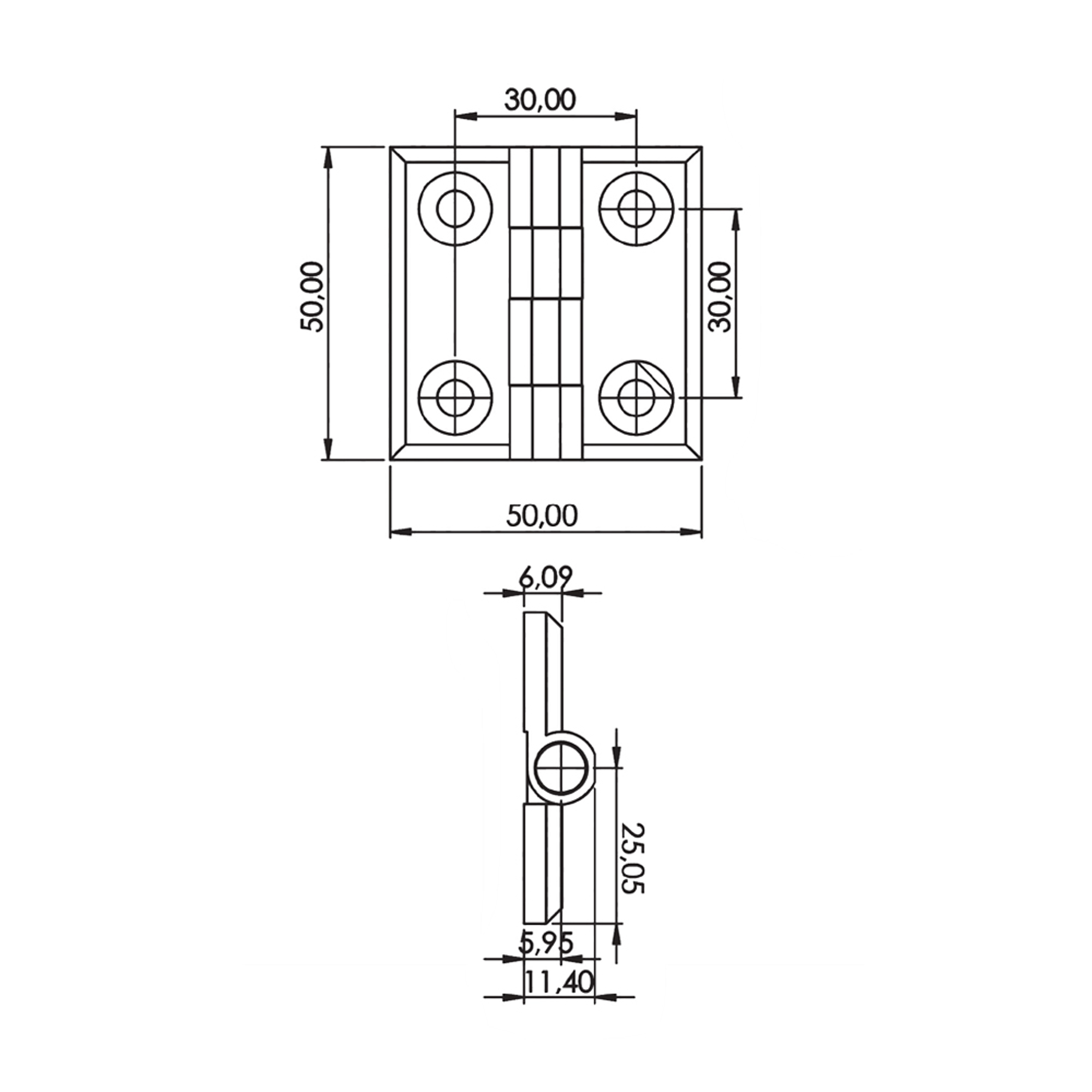 MZ0005 - 50-50 mm Zamak Hinge