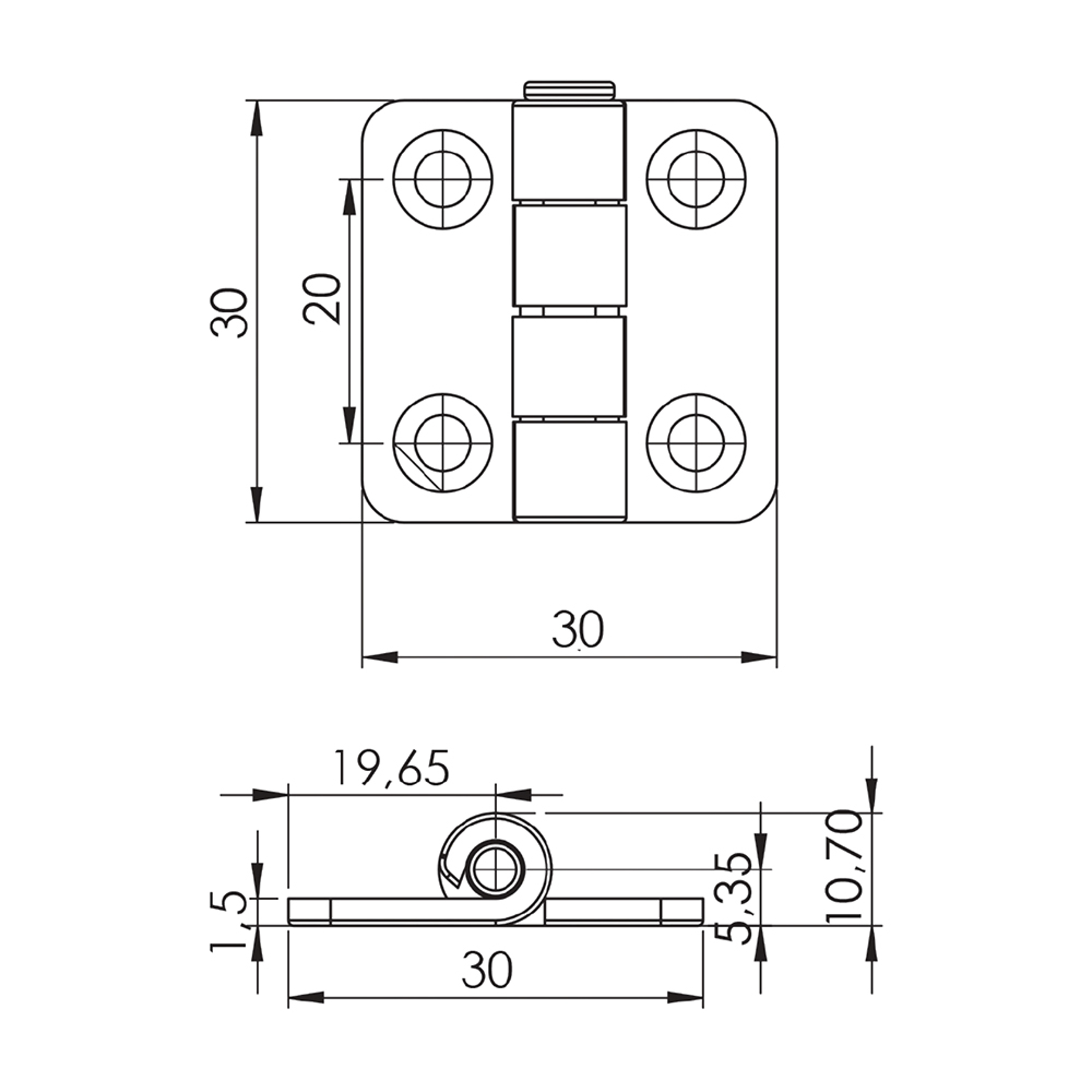 MÇ0001 - 30-30 mm Steel Hinge