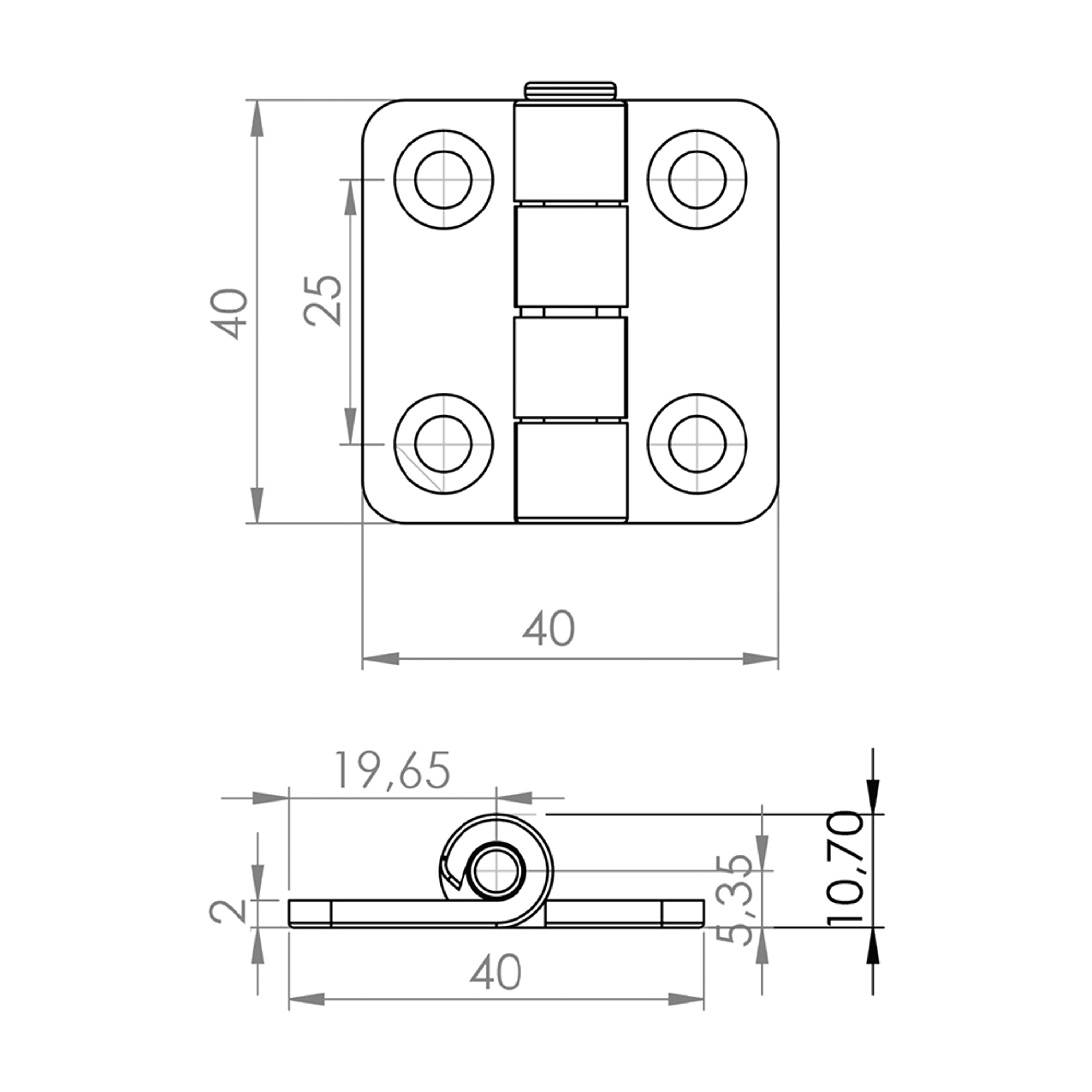 MÇ0002 - 40-40 mm Steel Hinge