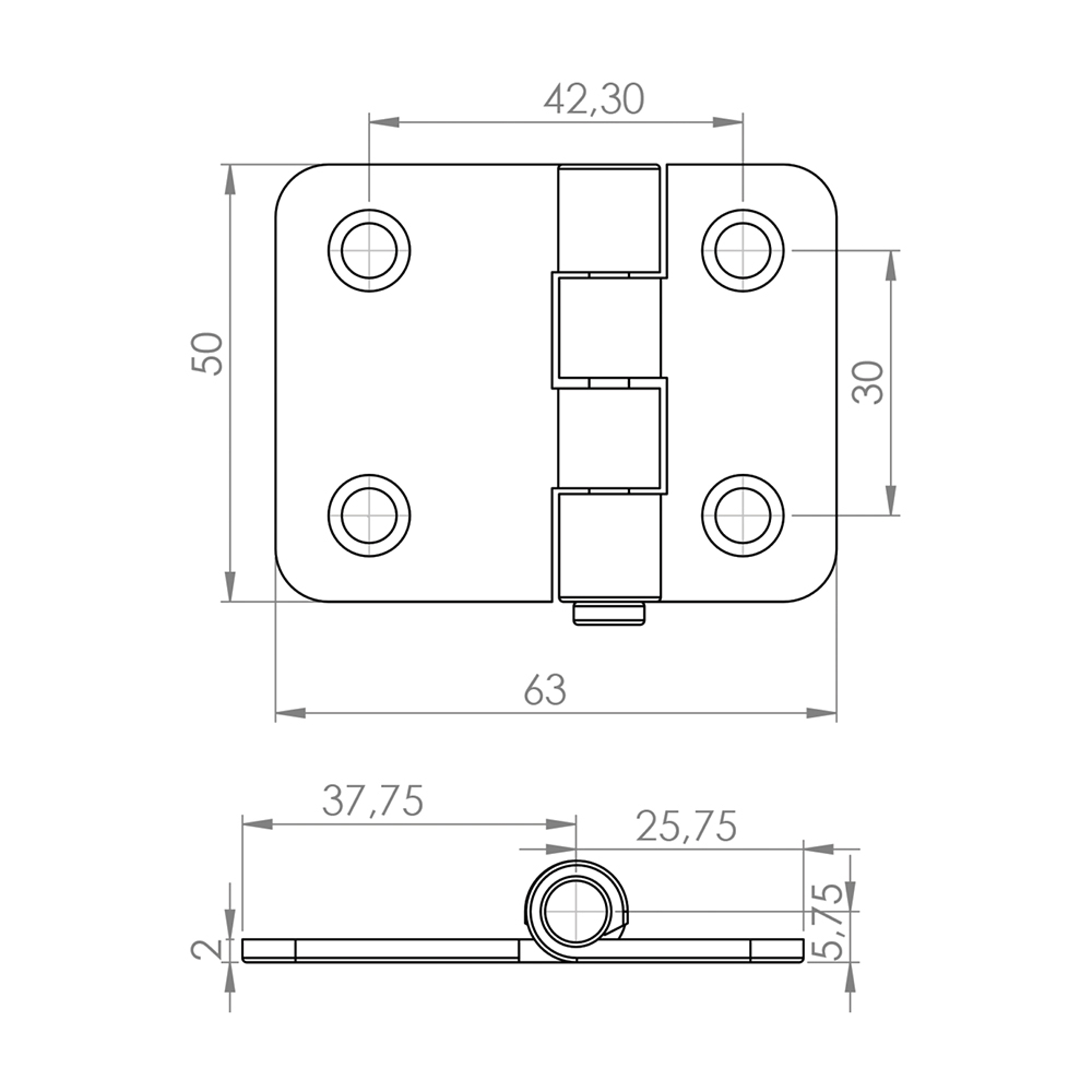 MÇ0004 - 50-63 mm Steel Hinge