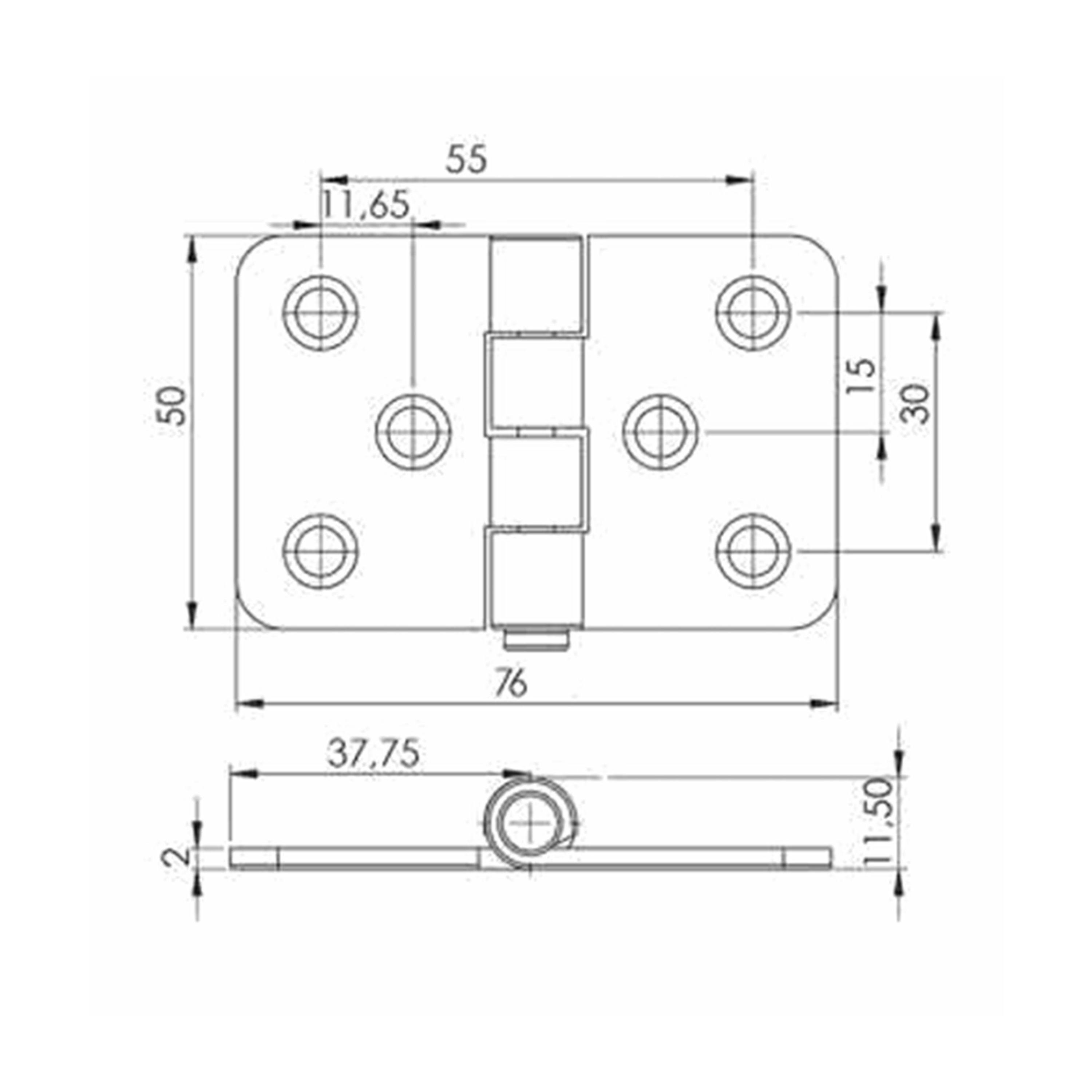 MÇ0005 - 50-76 mm Steel Hinge