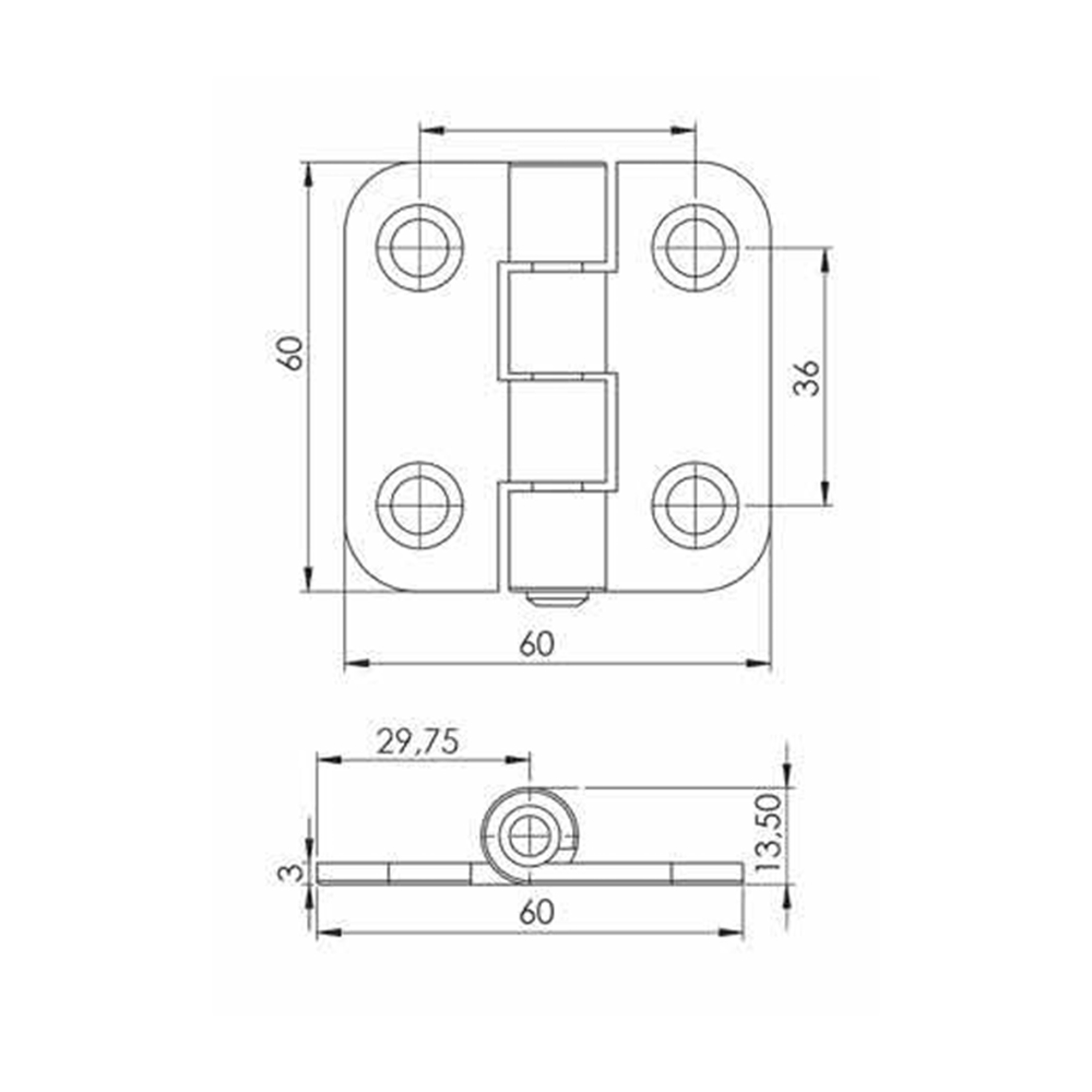 MÇ0006 - 60-60 mm Steel Hinge