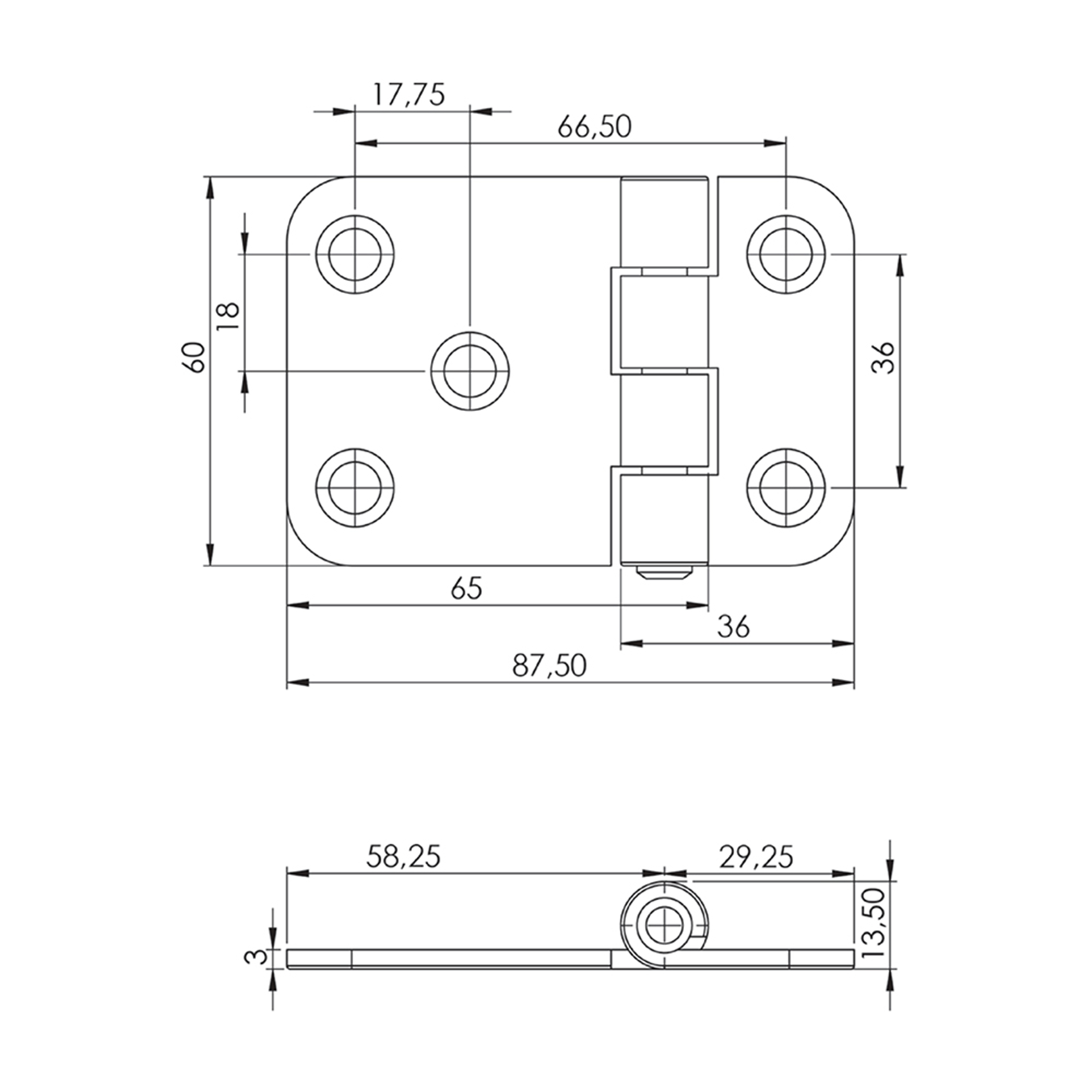 MÇ0007 - 60-90 mm Steel Hinge