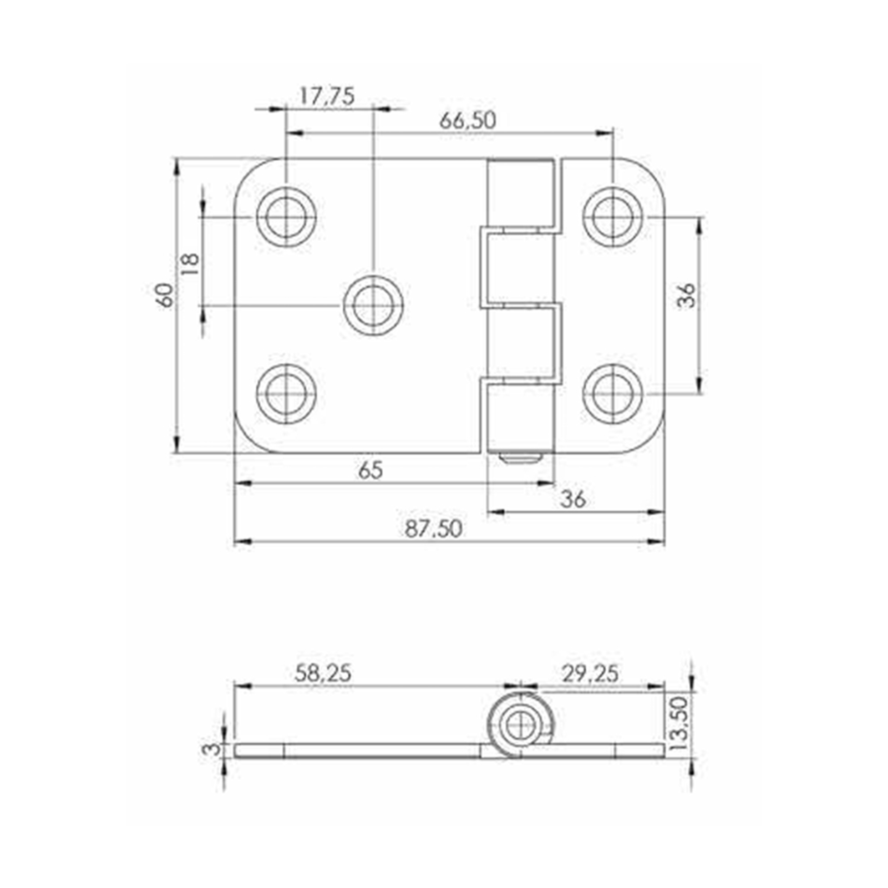 MÇ0009 - 60-87 mm Steel Hinge