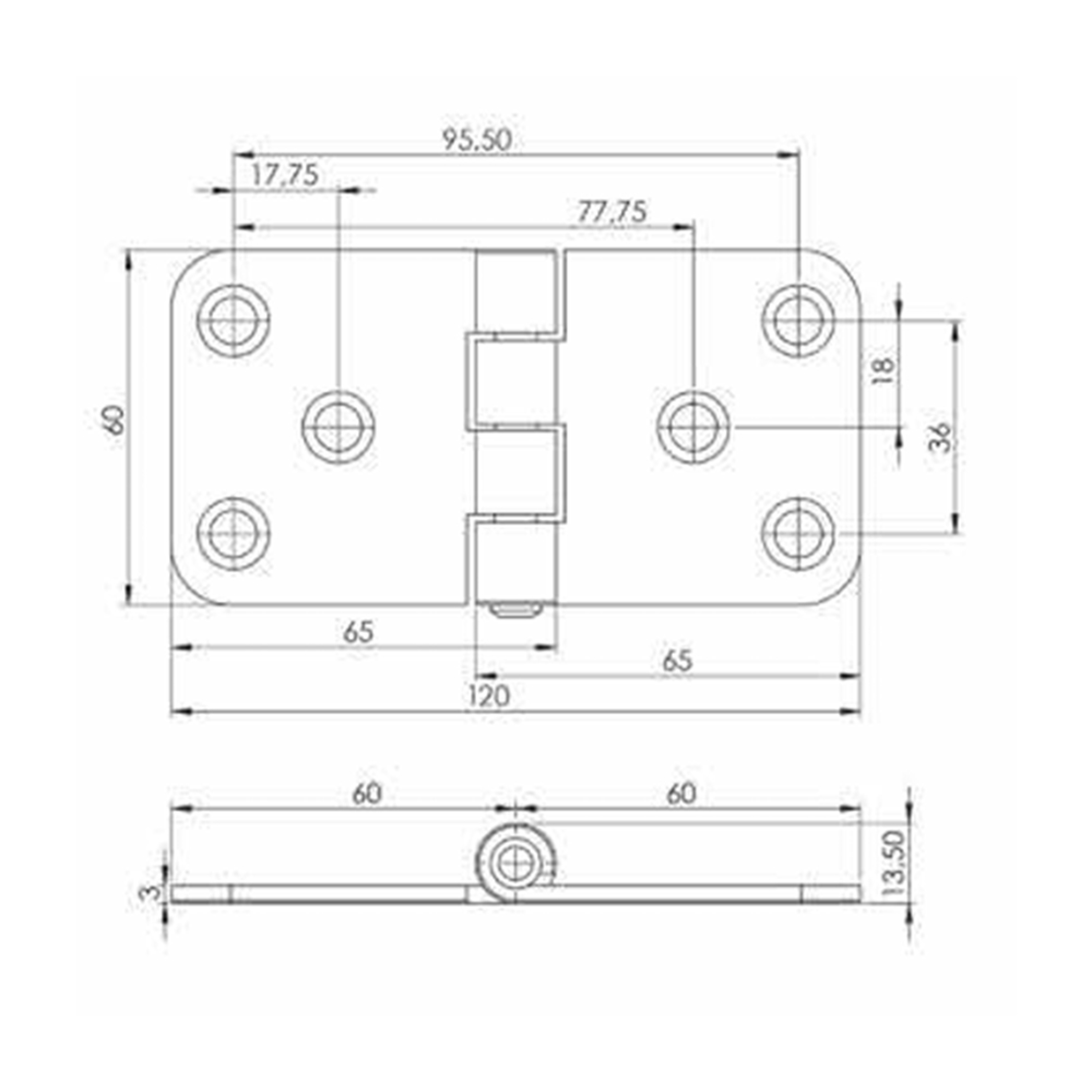 MÇ0010 - 60-120 mm Steel Hinge