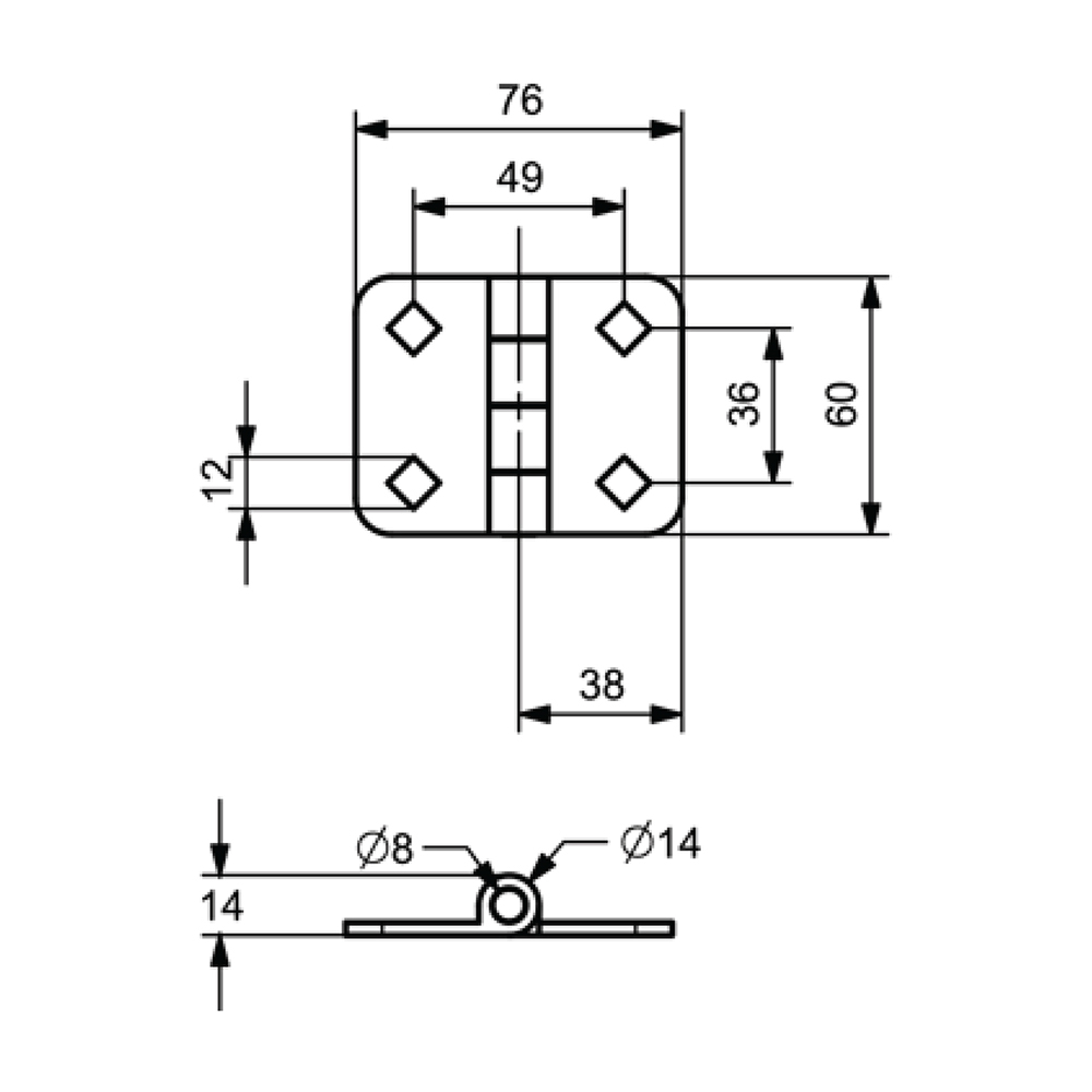 MÇ0017-1 - 76 x 60 Steel Hinge