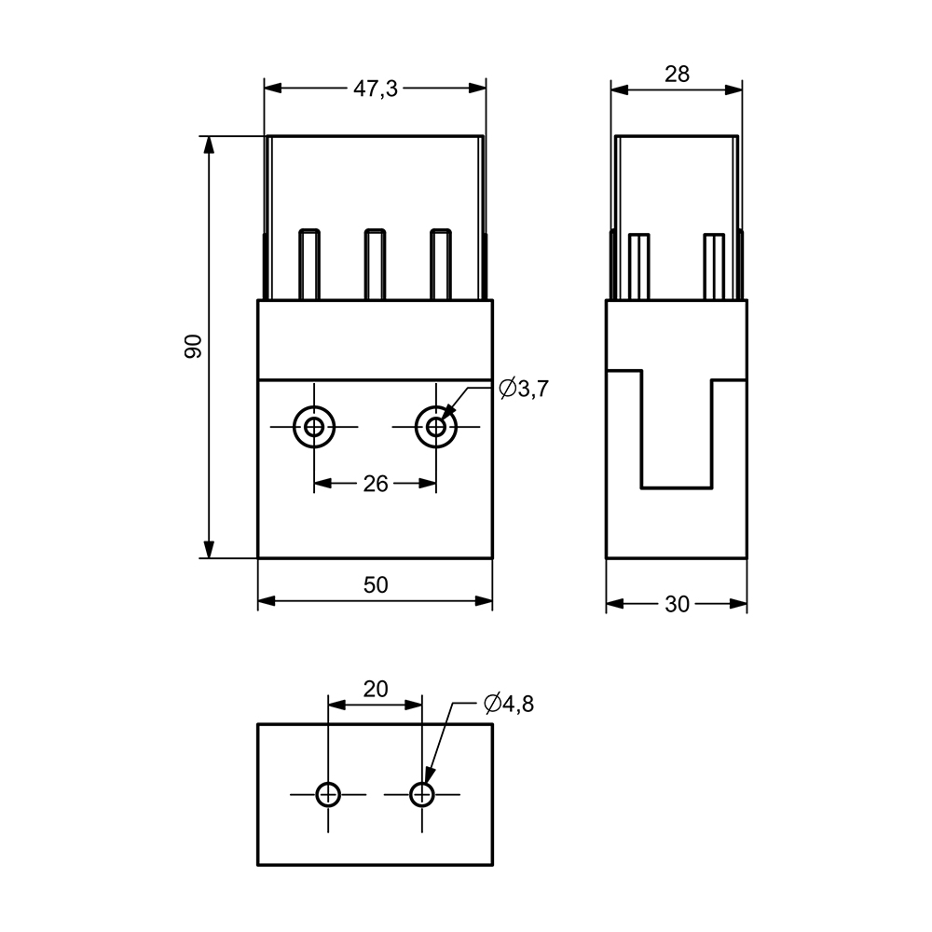 OP0004 - 30-50 mm Mid Profile End