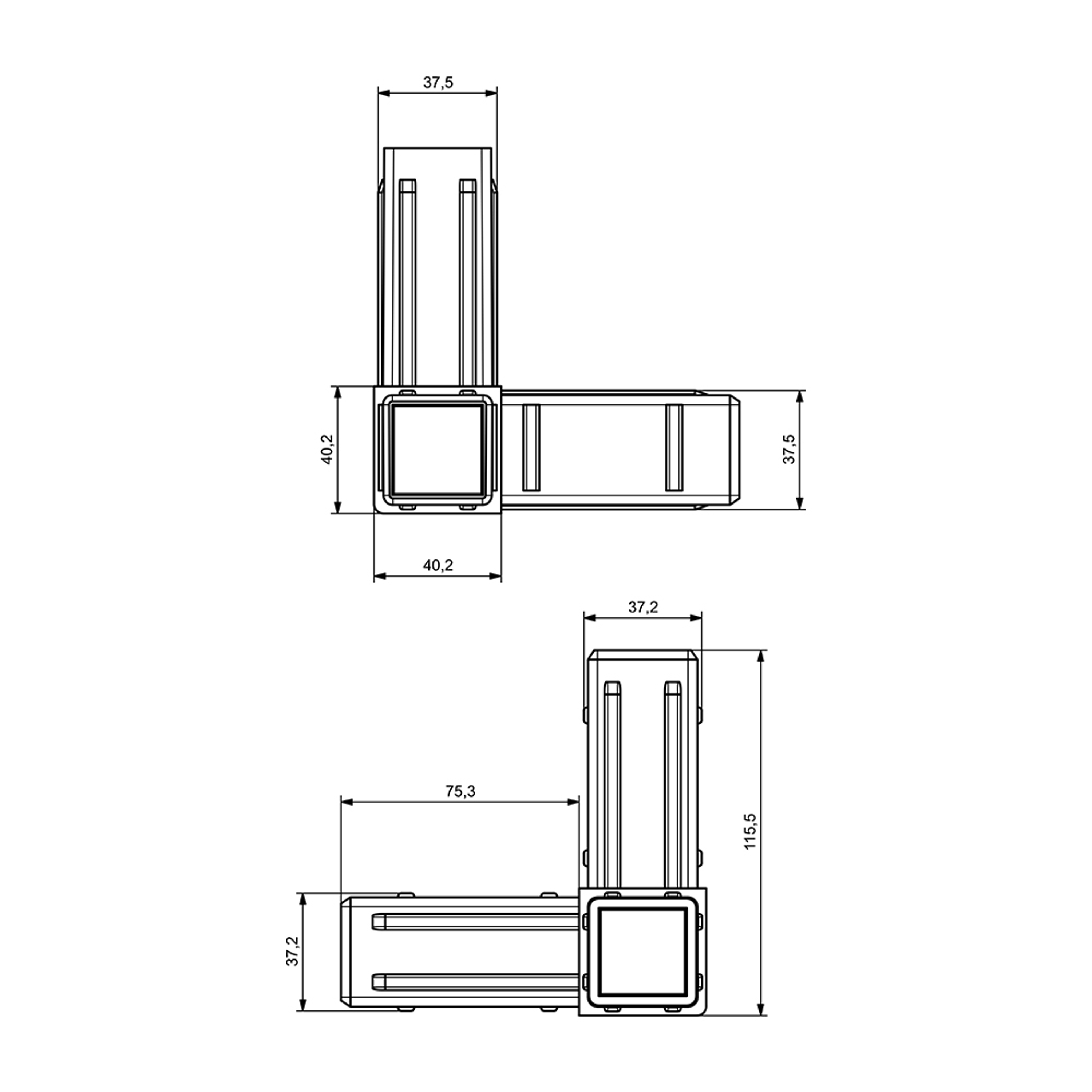 P0007 - 40-40 mm Plastic Corner