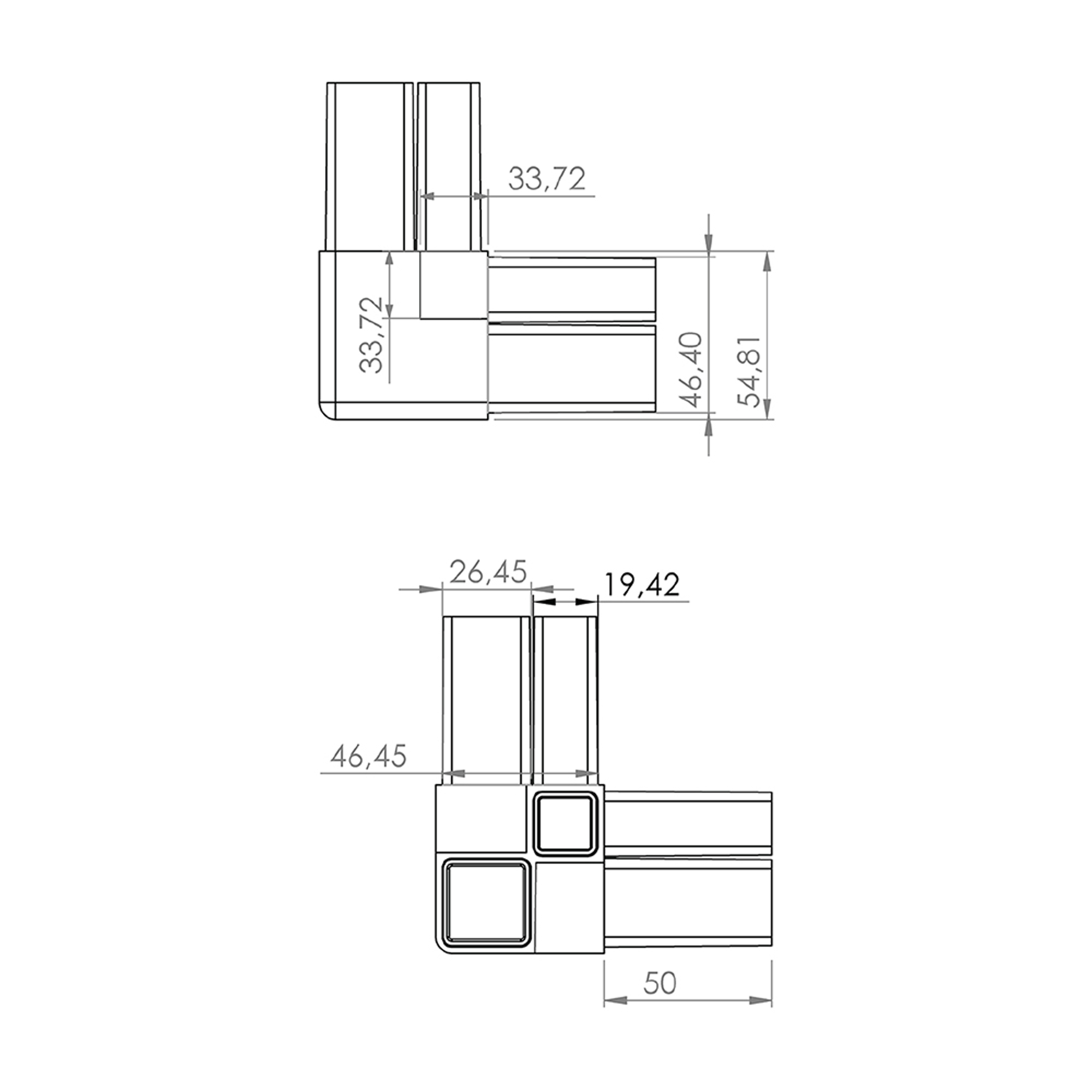 P0012 - 30-20 mm Plastic Hygienic Corner