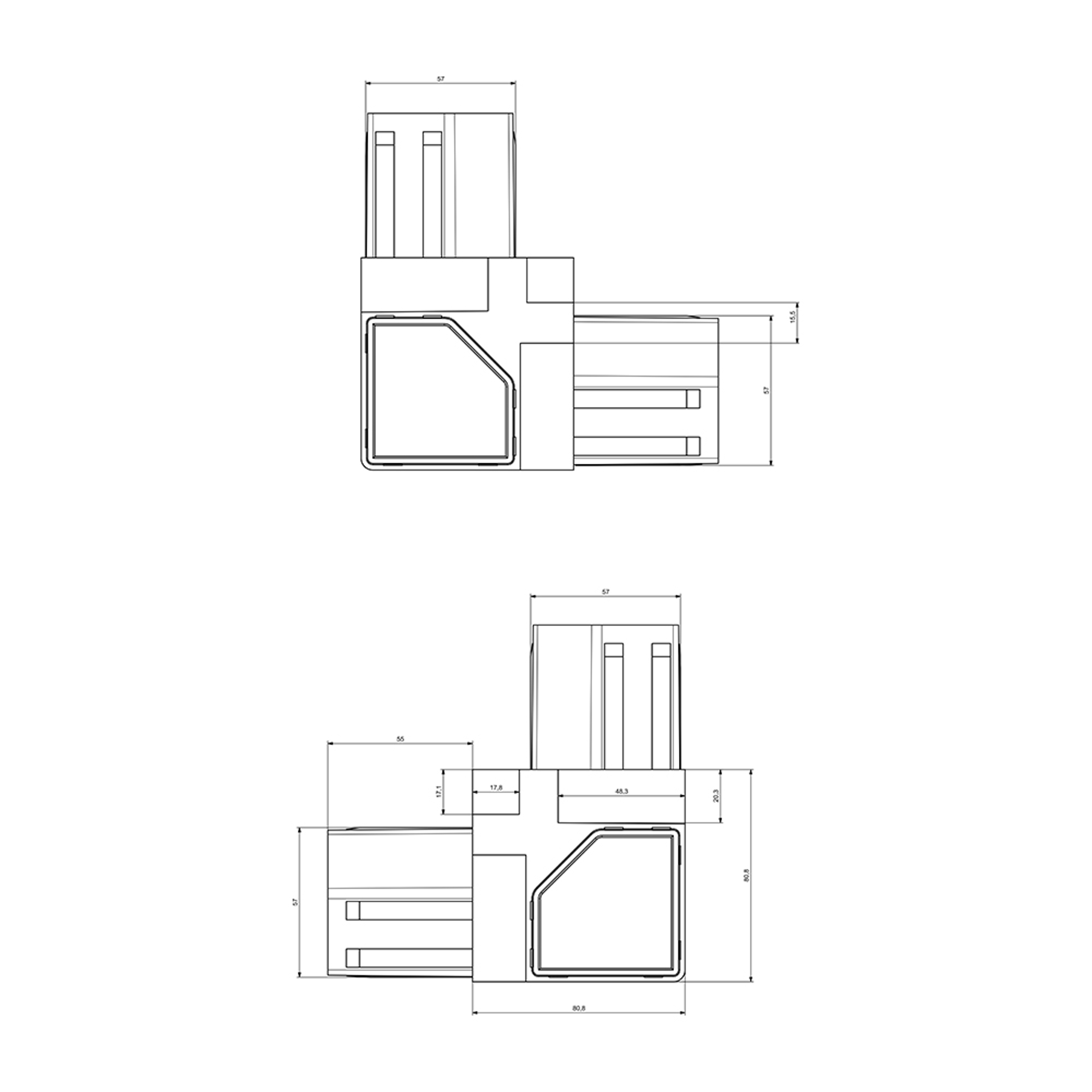 P0014 - 60-45 mm Plastic Corner