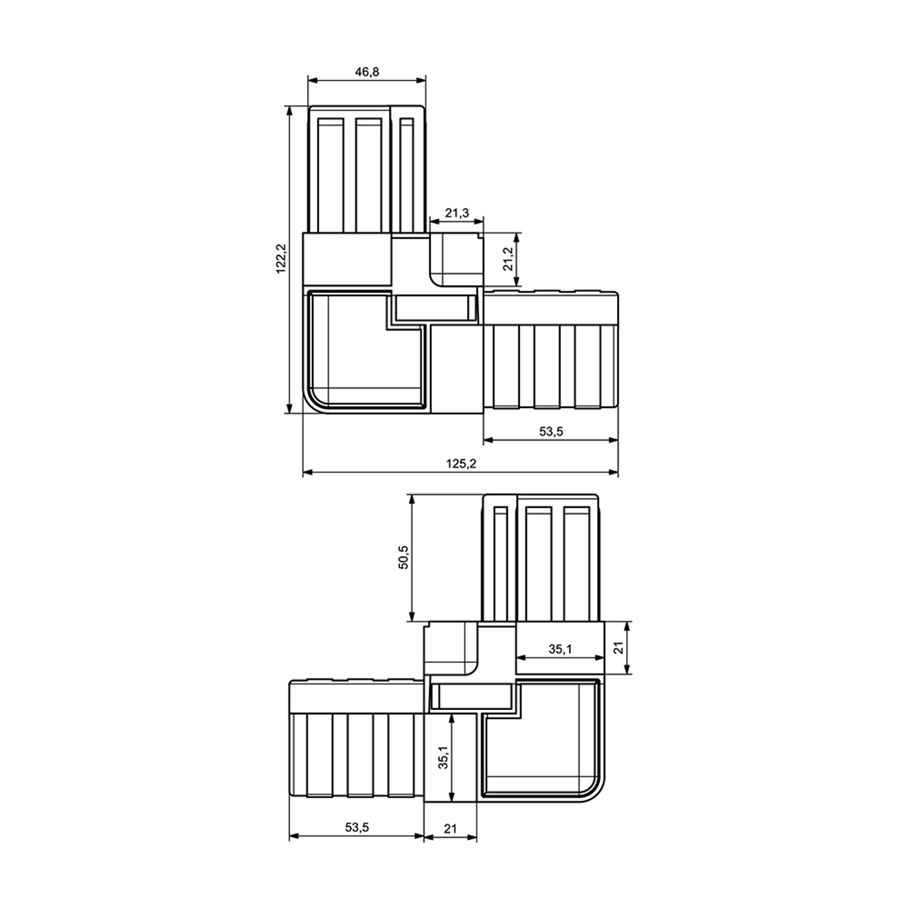 P0030-A02.C12 - 50 mm Hygienic Plastic Corner